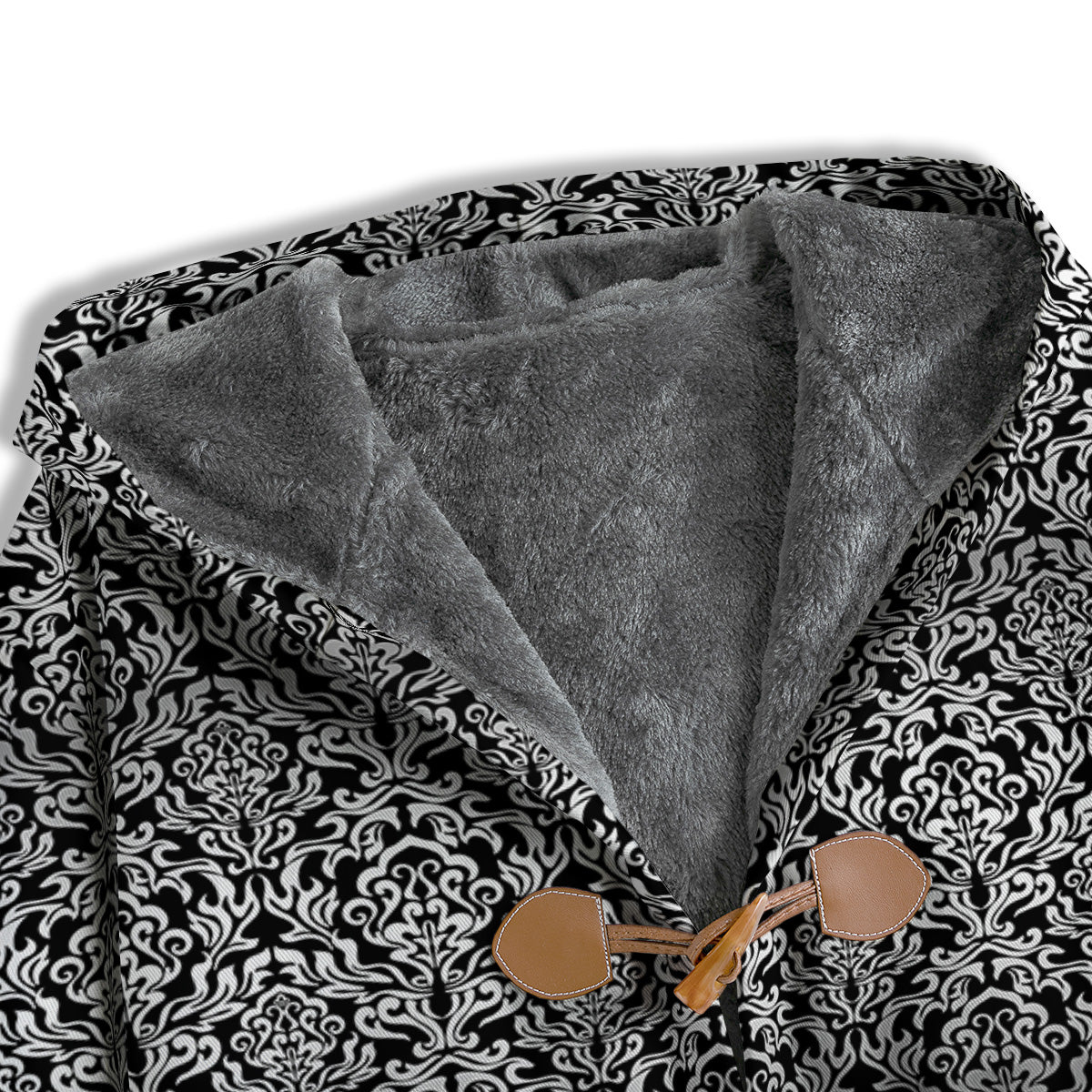 Damask Floral Black Western Print Men's Windbreaker Jacket-grizzshop