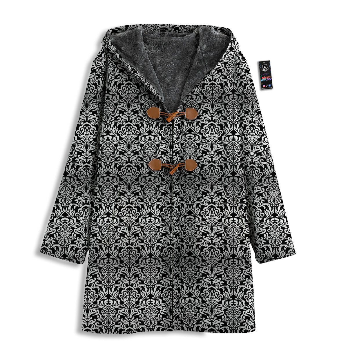 Damask Floral Black Western Print Men's Windbreaker Jacket-grizzshop