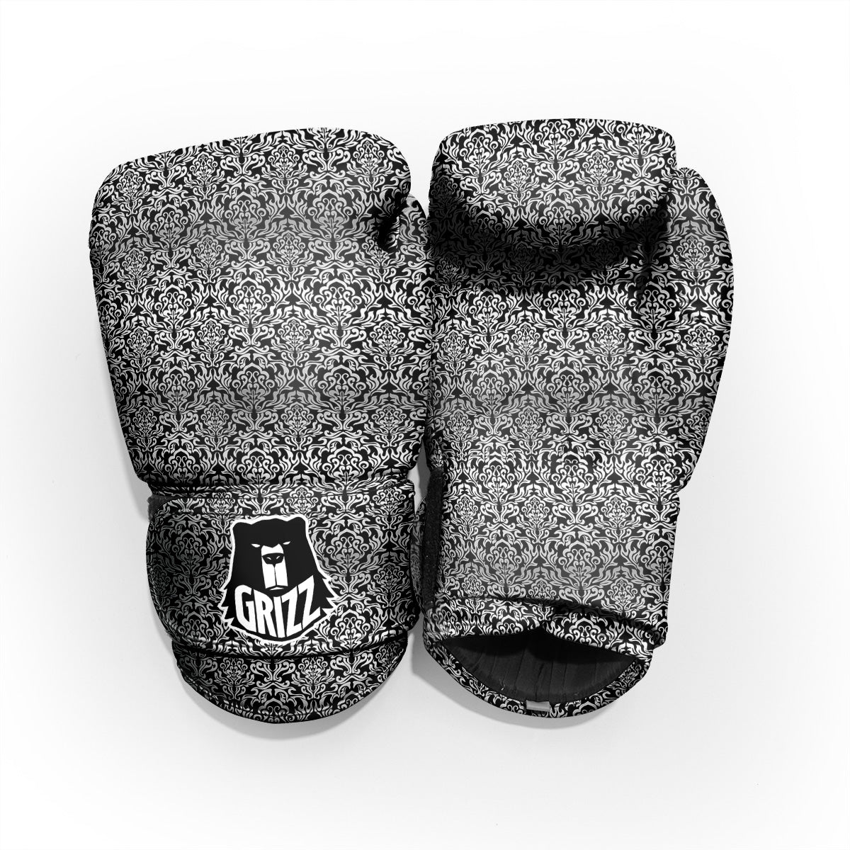 Damask Floral Black Western Print Pro Boxing Glove