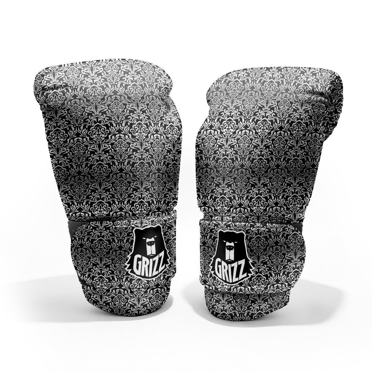 Damask Floral Black Western Print Pro Boxing Glove