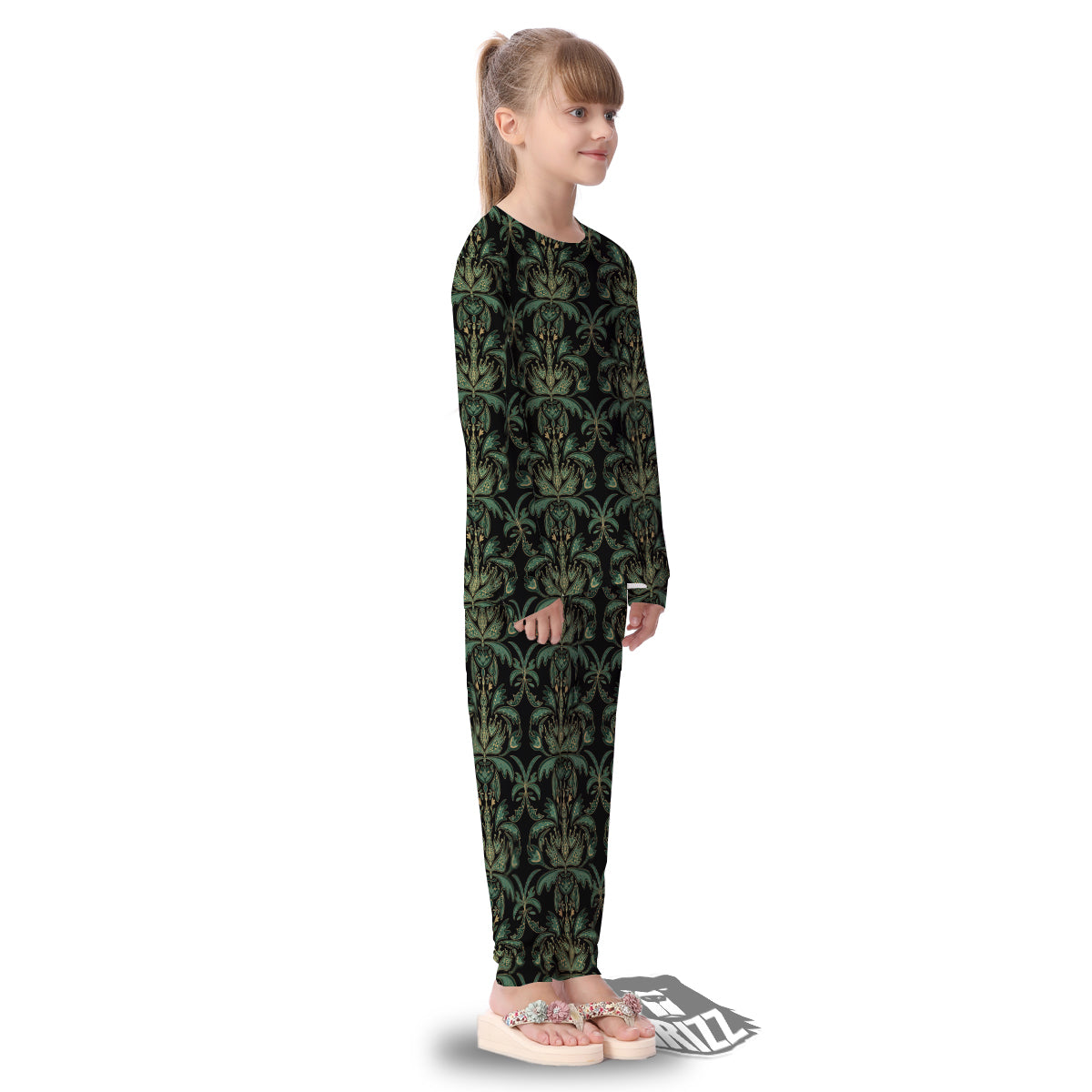 Damask Floral Western Vintage Print Pattern Kid's Pajamas-grizzshop