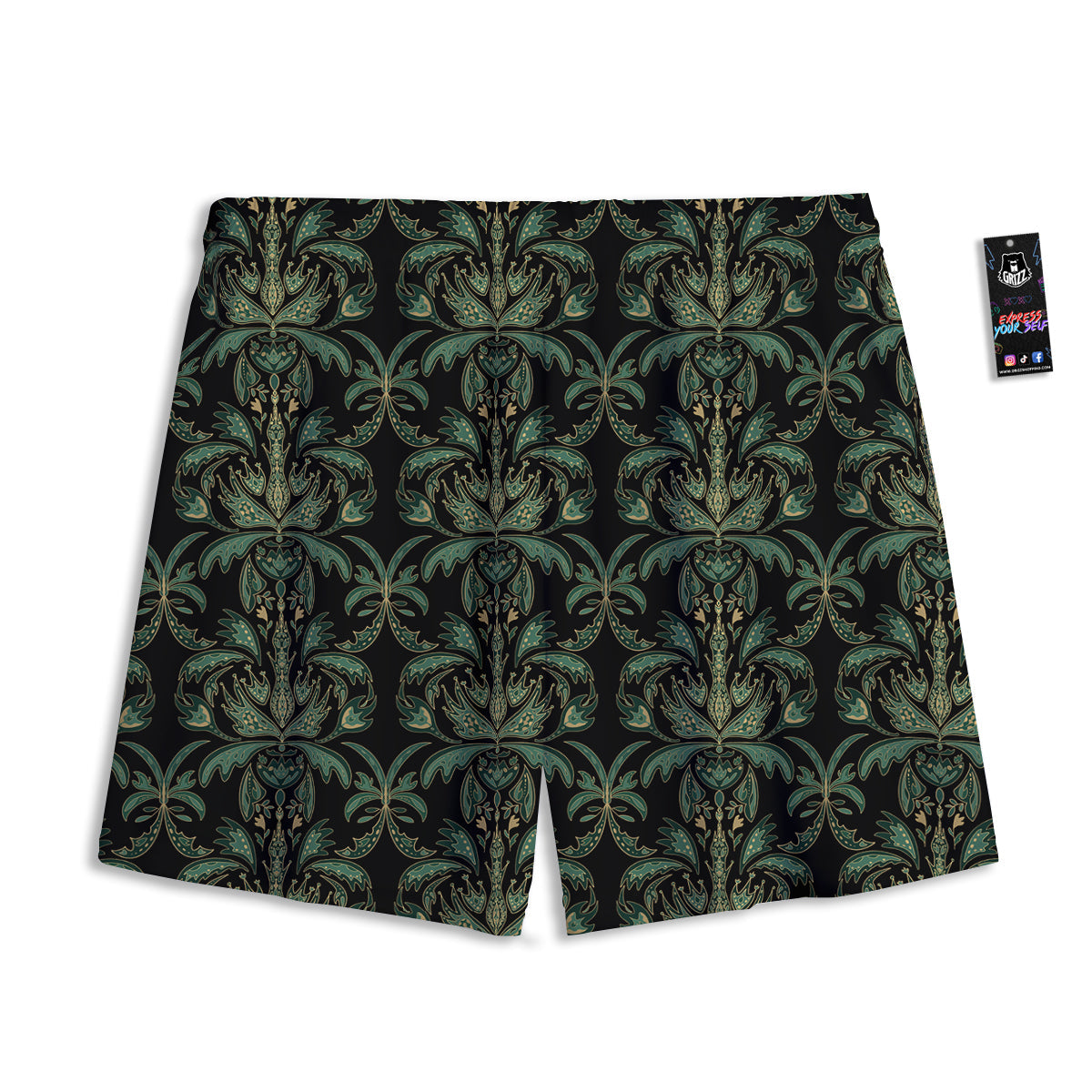 Damask Floral Western Vintage Print Pattern Mesh Shorts