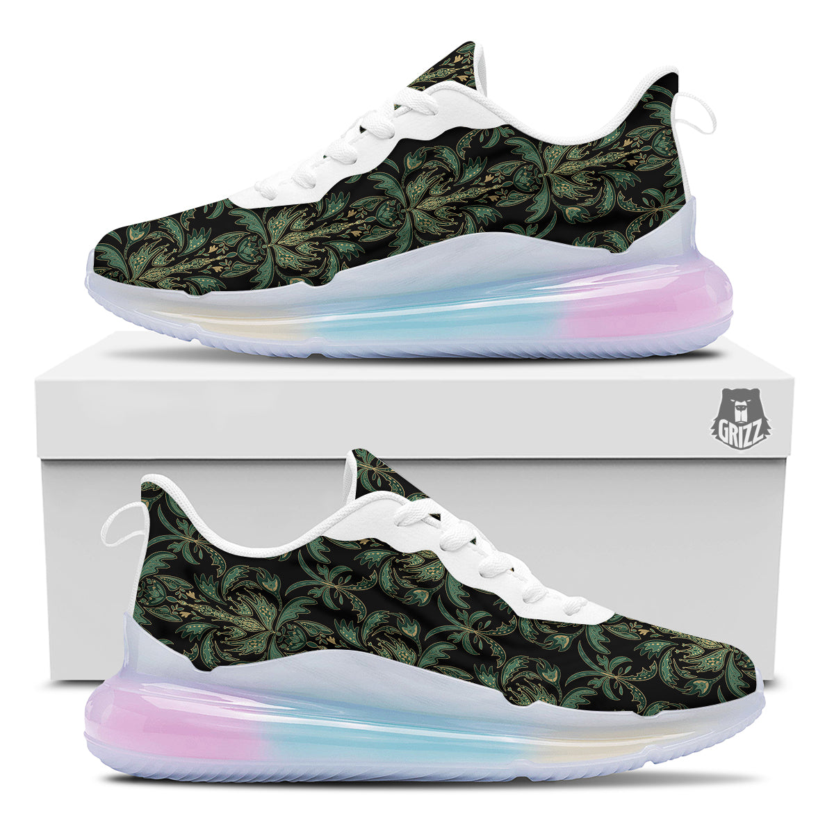Damask Floral Western Vintage Print Pattern Running Sneakers-grizzshop