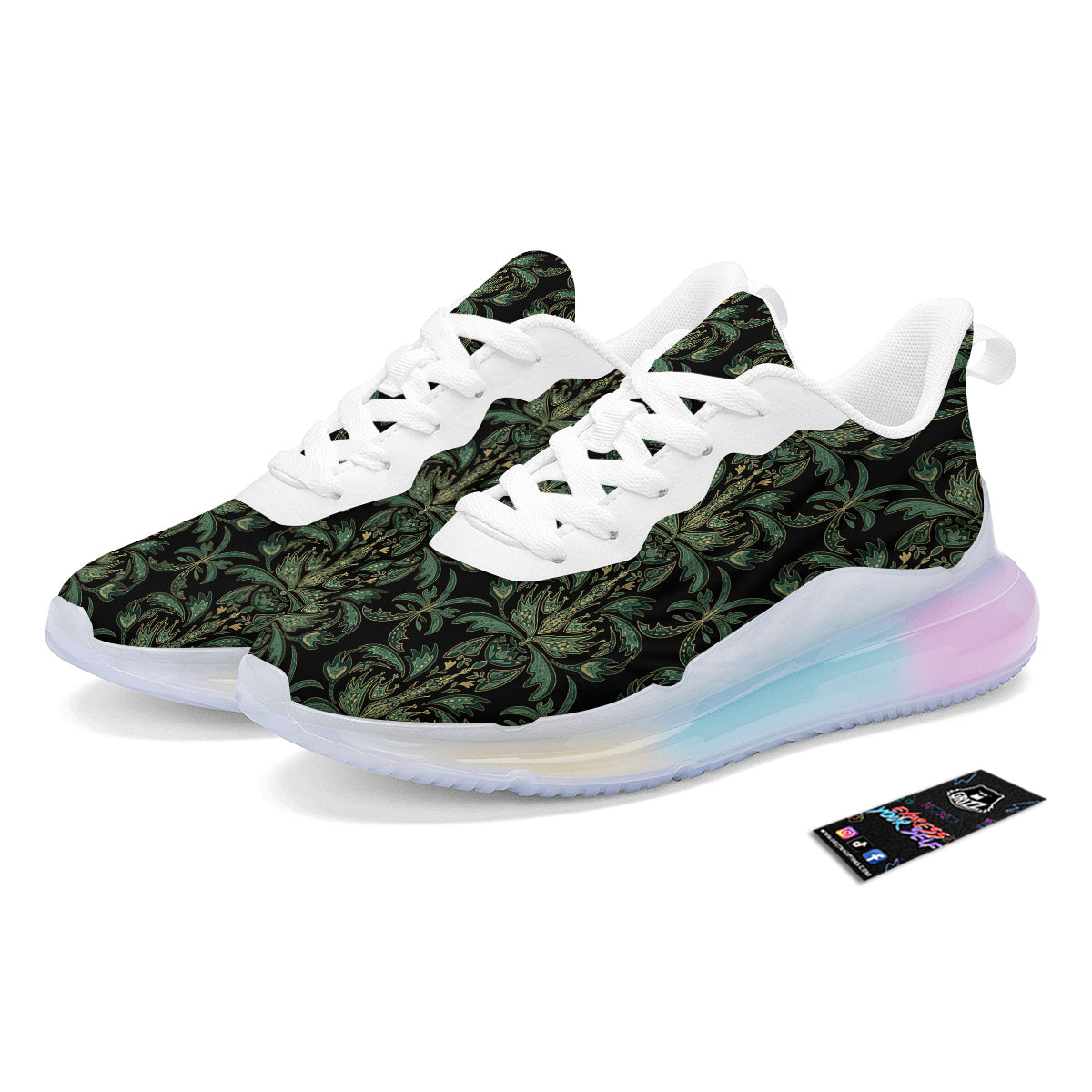 Damask Floral Western Vintage Print Pattern Running Sneakers-grizzshop