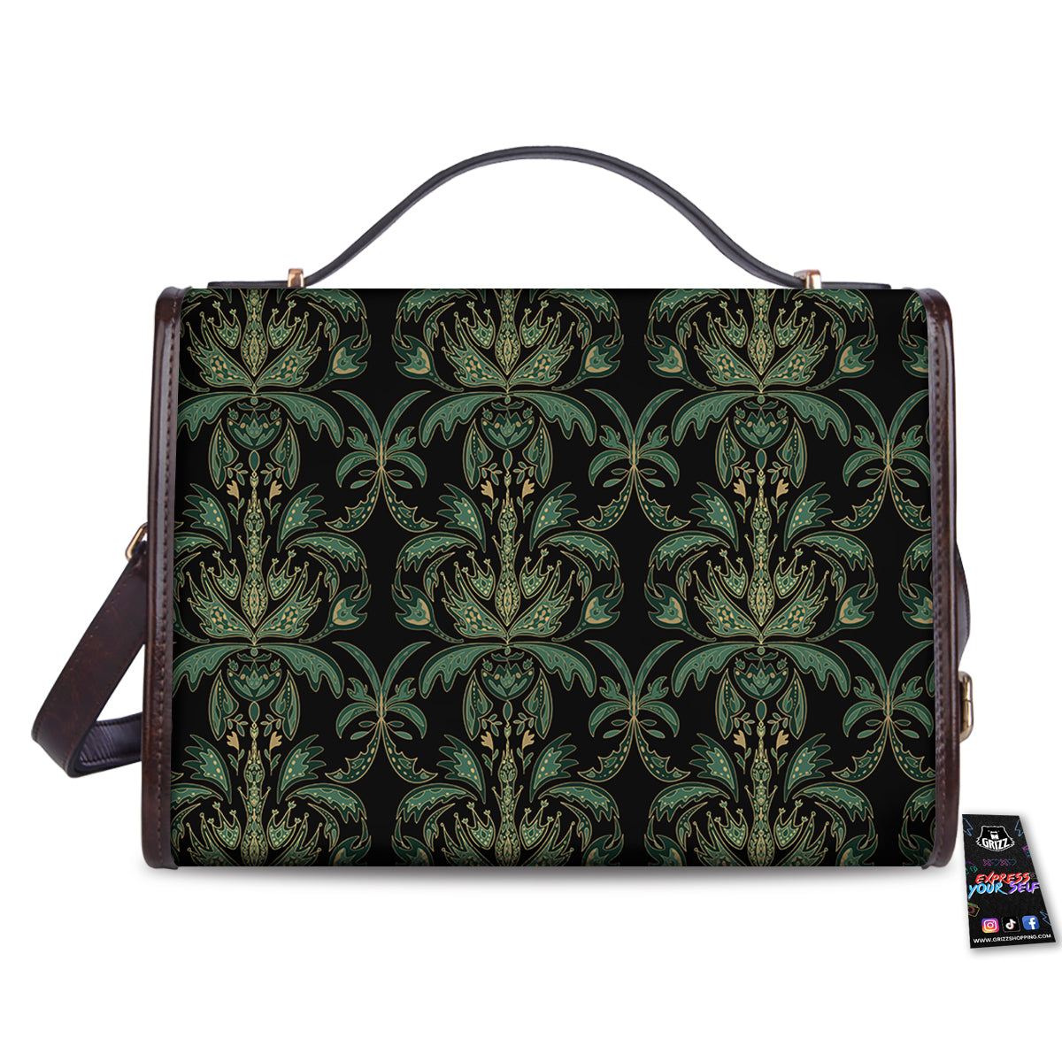 Damask Floral Western Vintage Print Pattern Women's Satchel Bag-grizzshop