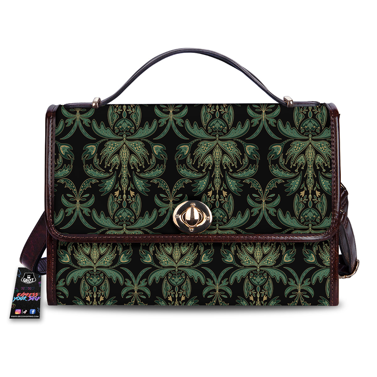 Damask Floral Western Vintage Print Pattern Women's Satchel Bag-grizzshop