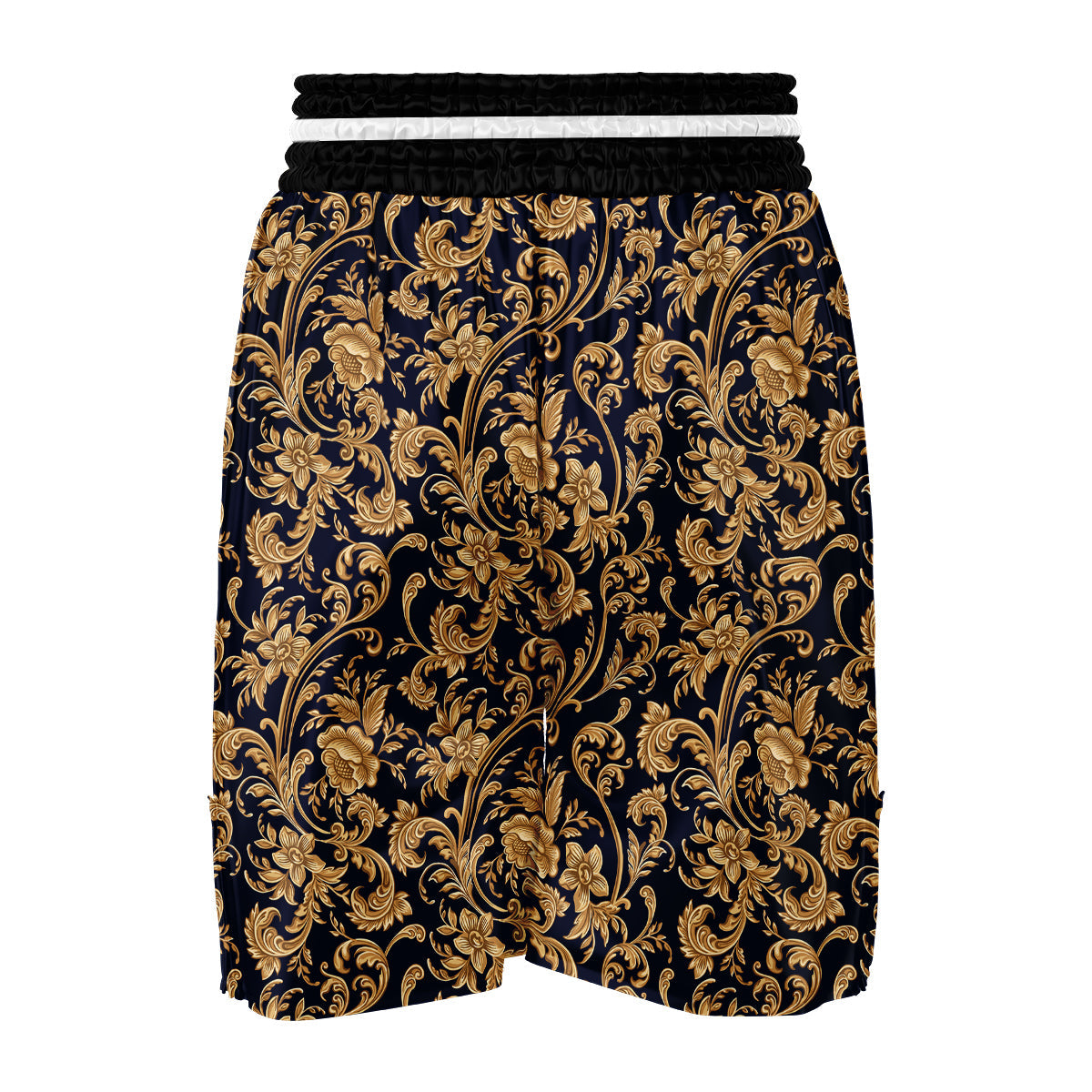 Damask Gold Pattern Print Boxing Shorts-grizzshop