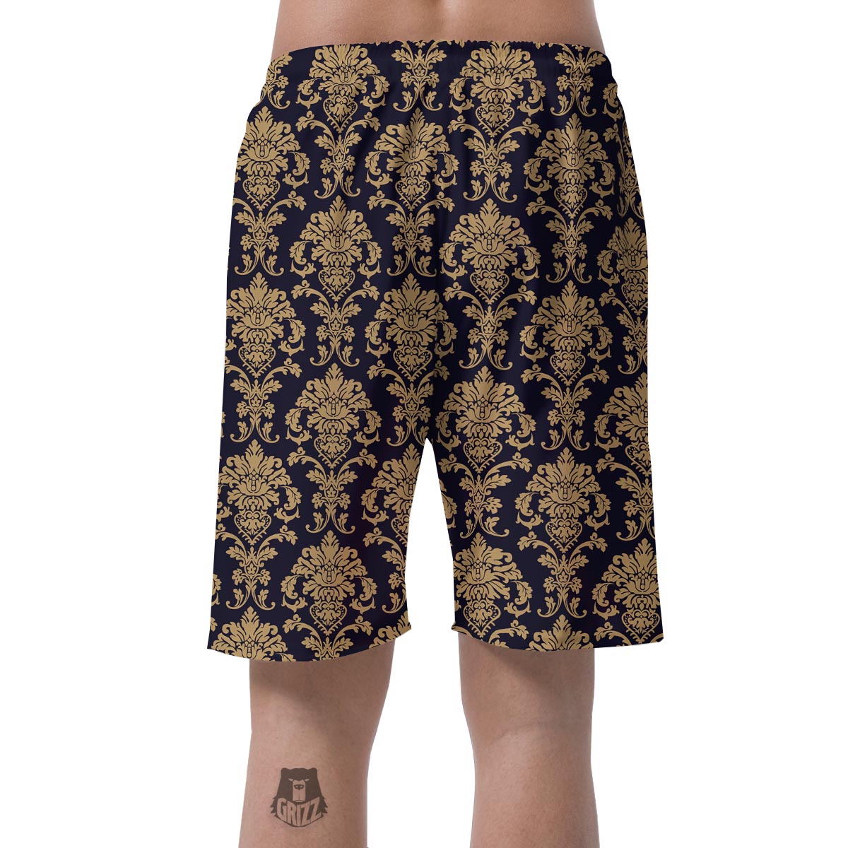 Damask Gold Print Pattern Men's Shorts-grizzshop