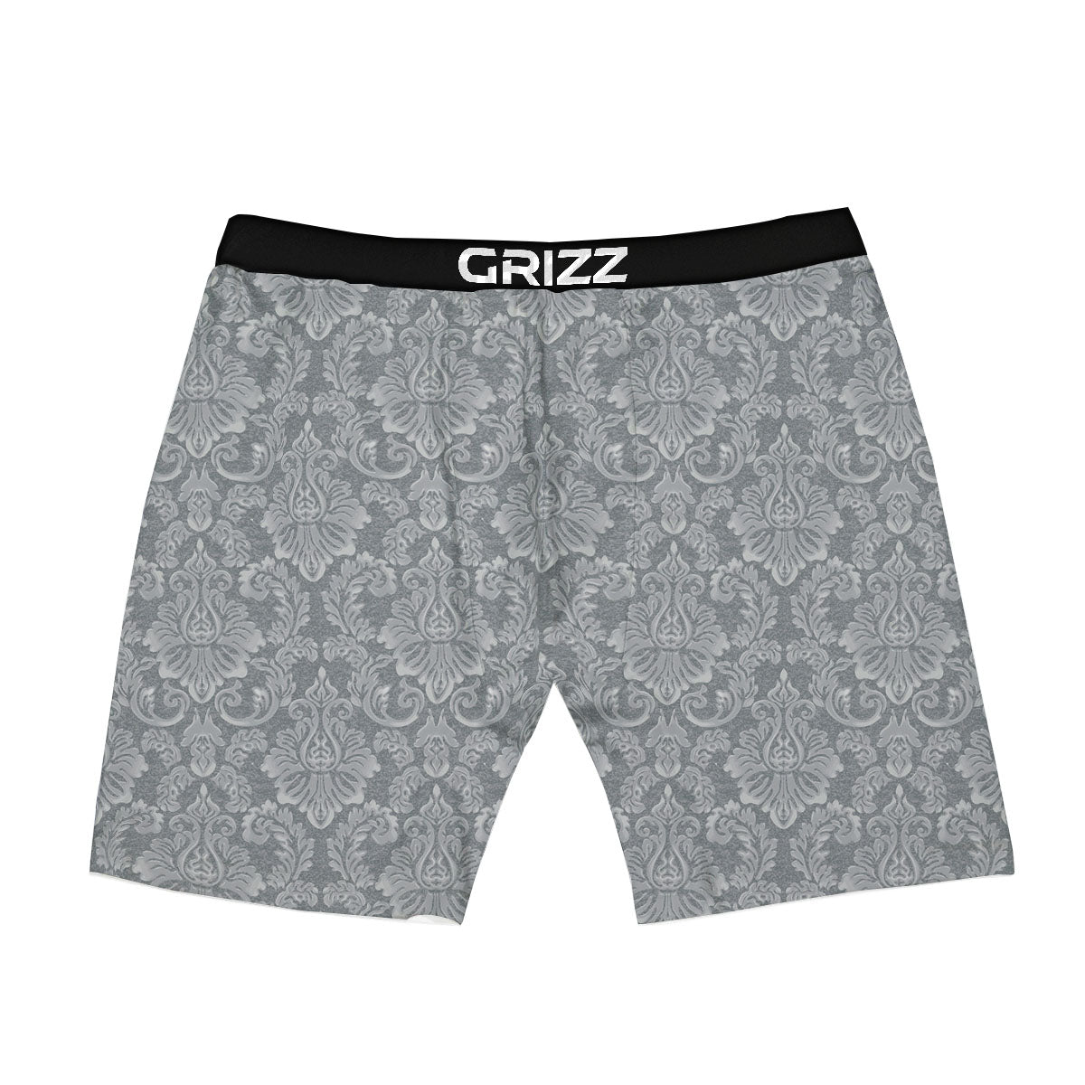 Damask Grey Print Pattern Boxer Briefs-grizzshop