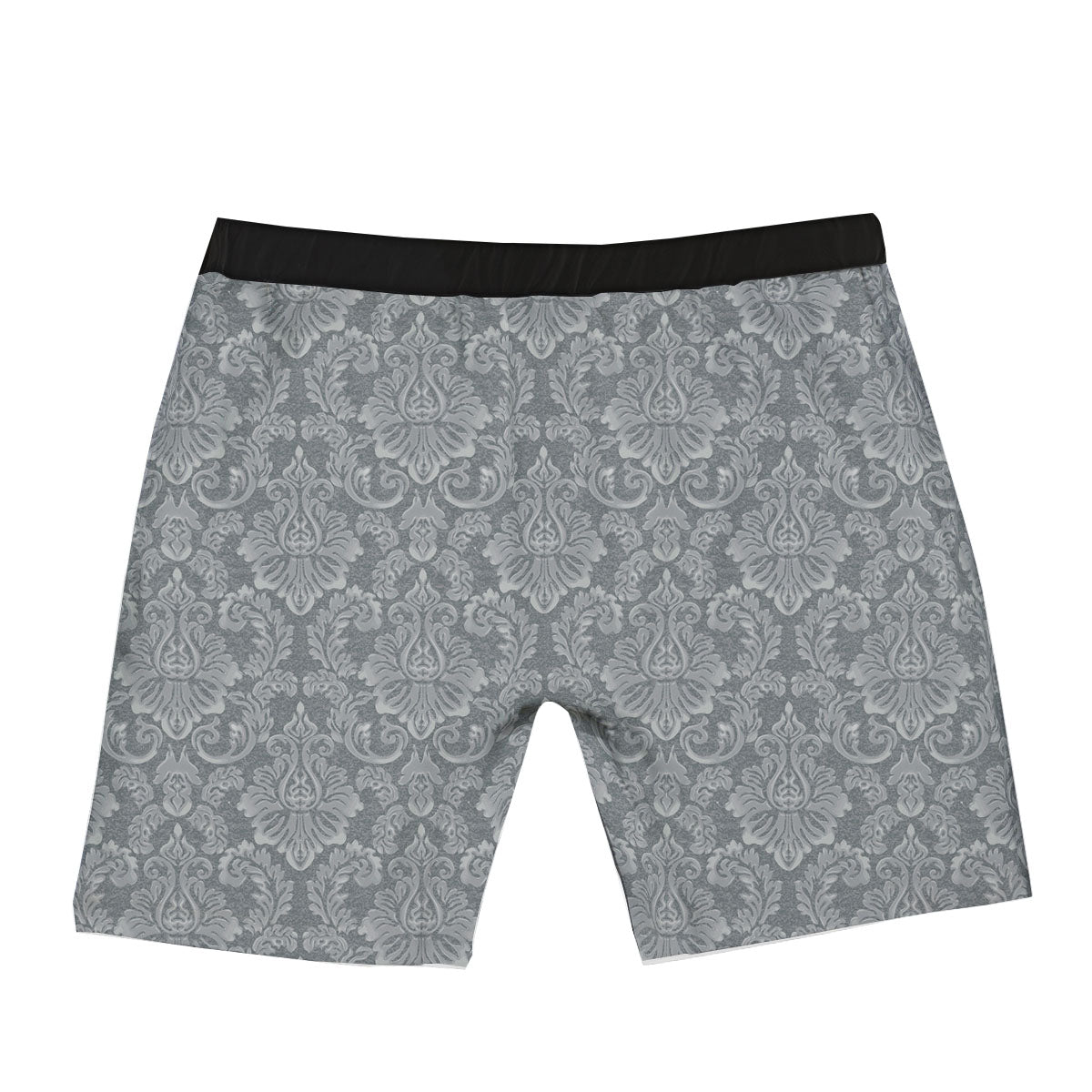Damask Grey Print Pattern Boxer Briefs-grizzshop