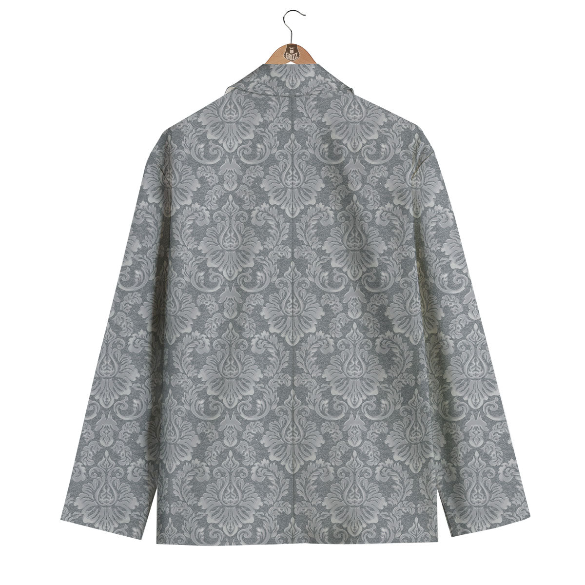 Damask Grey Print Pattern Men's Blazer-grizzshop