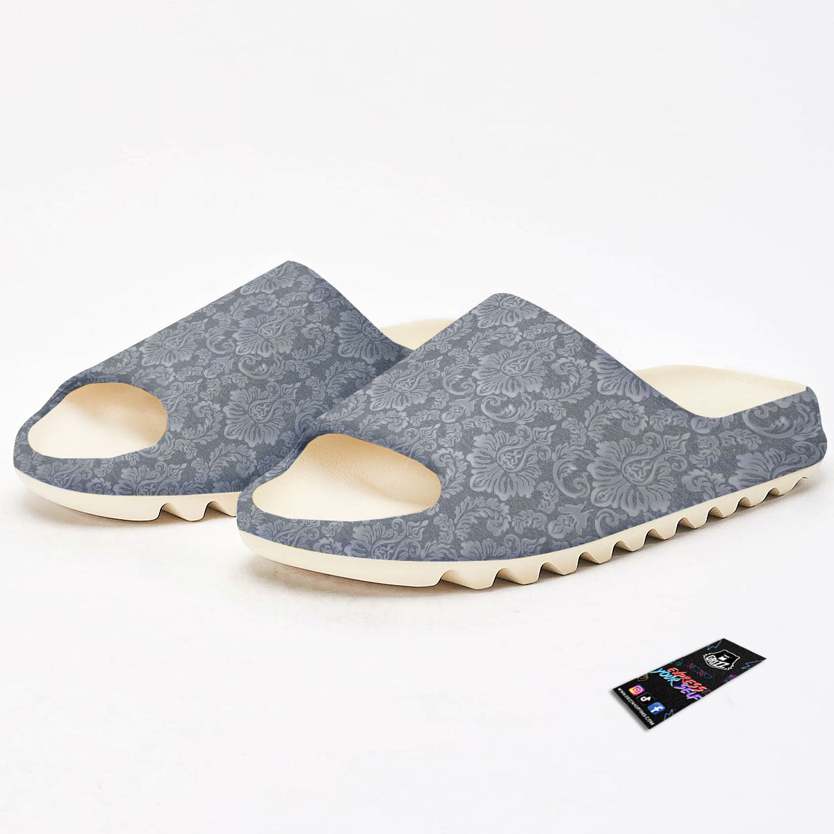 Damask Grey Print Pattern Sandals-grizzshop