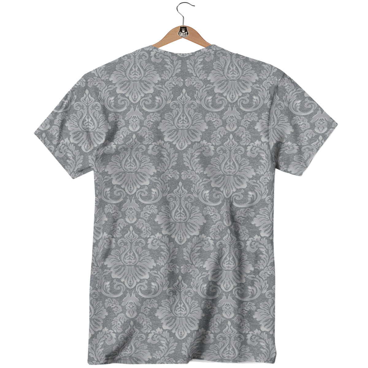 Damask Grey Print Pattern T-Shirt-grizzshop