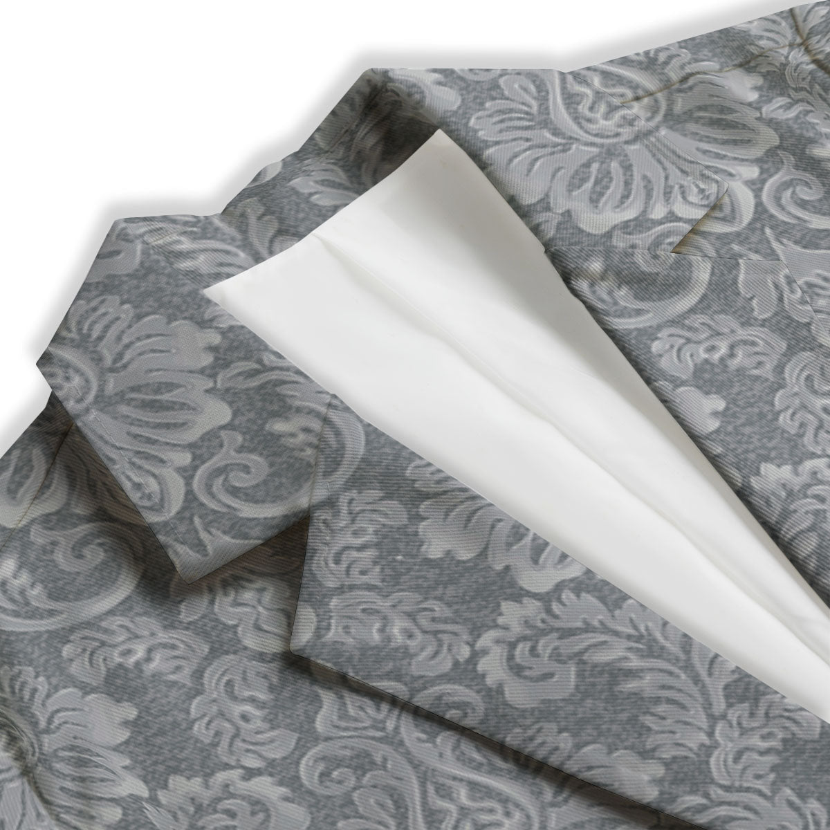 Damask Grey Print Pattern Women's Blazer-grizzshop