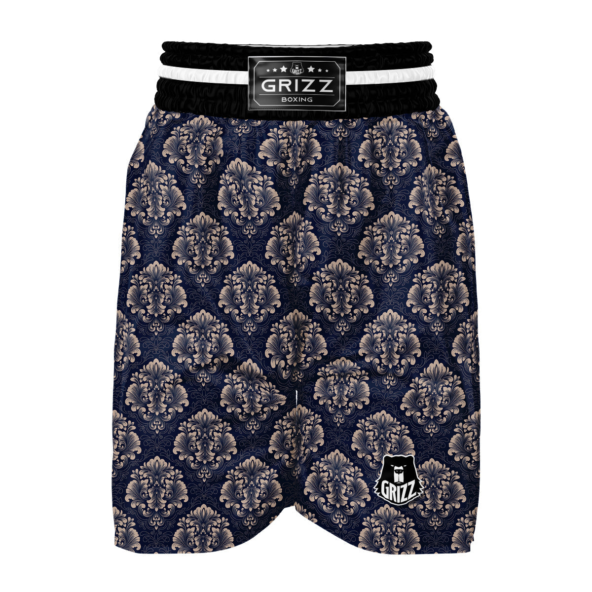 Damask Pattern Print Boxing Shorts-grizzshop