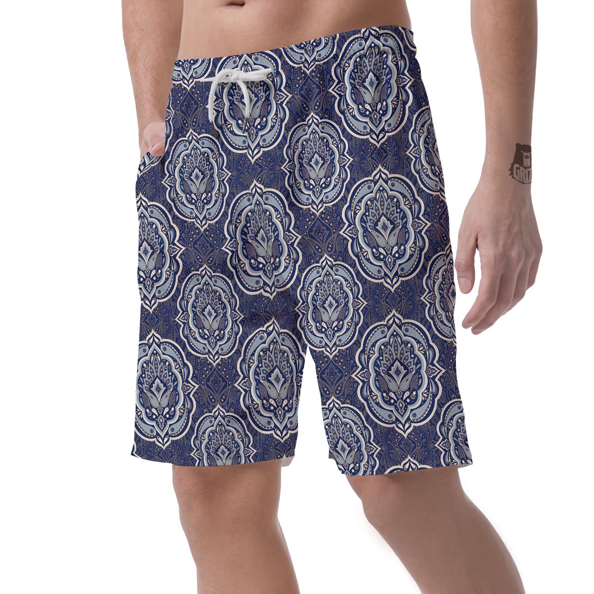 Damask Print Pattern Men's Shorts-grizzshop