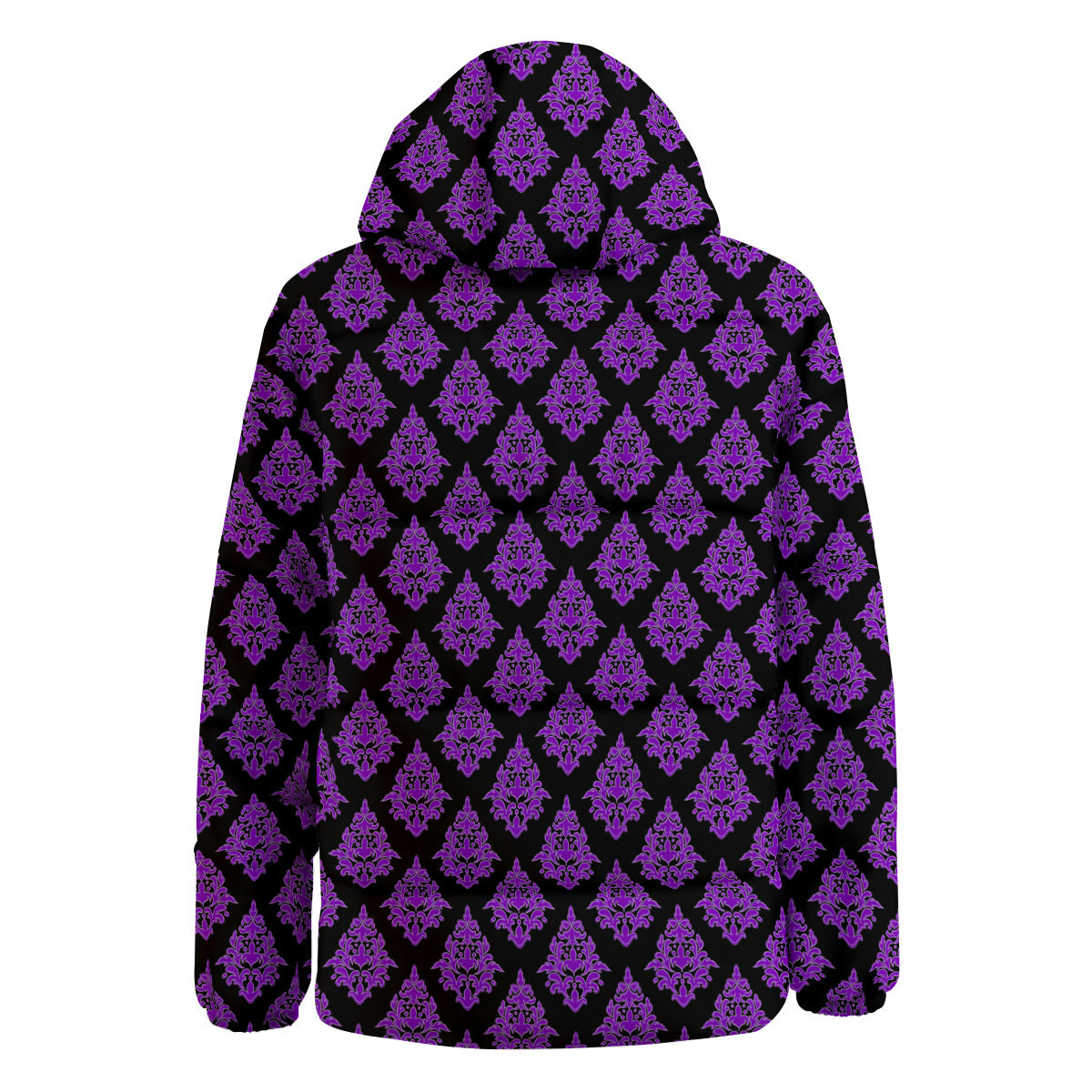 Damask Purple And Black Print Pattern Down Jacket-grizzshop