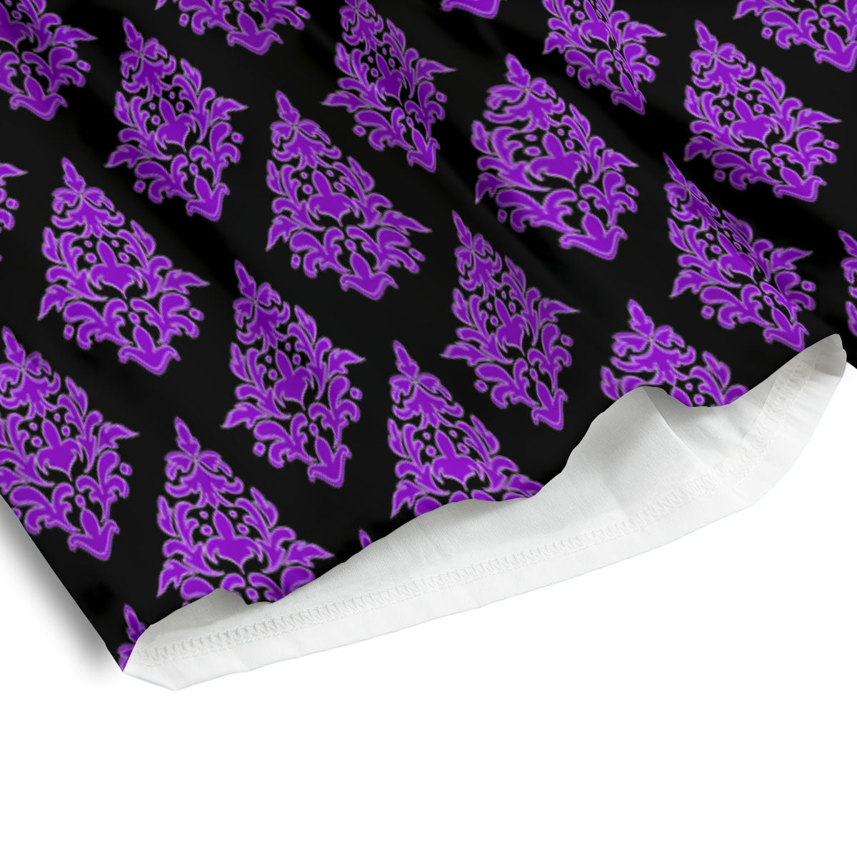 Damask Purple And Black Print Pattern Men's Athletic Shorts