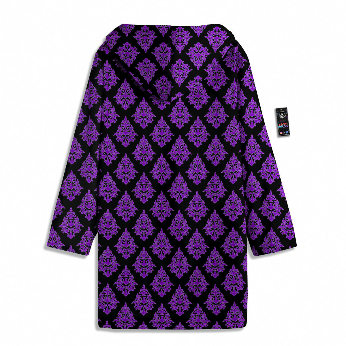 Damask Purple And Black Print Pattern Men's Windbreaker Jacket-grizzshop