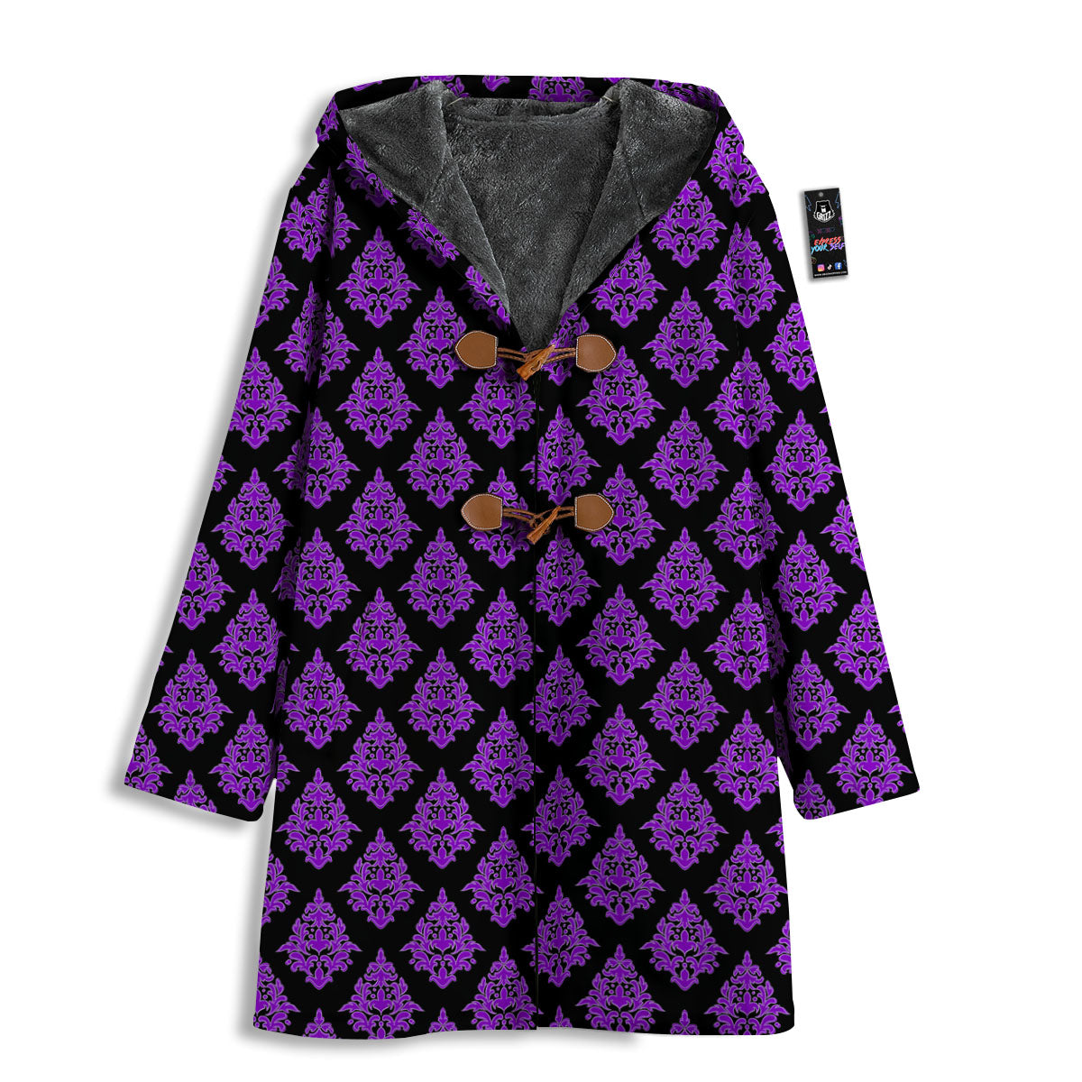 Damask Purple And Black Print Pattern Men's Windbreaker Jacket-grizzshop