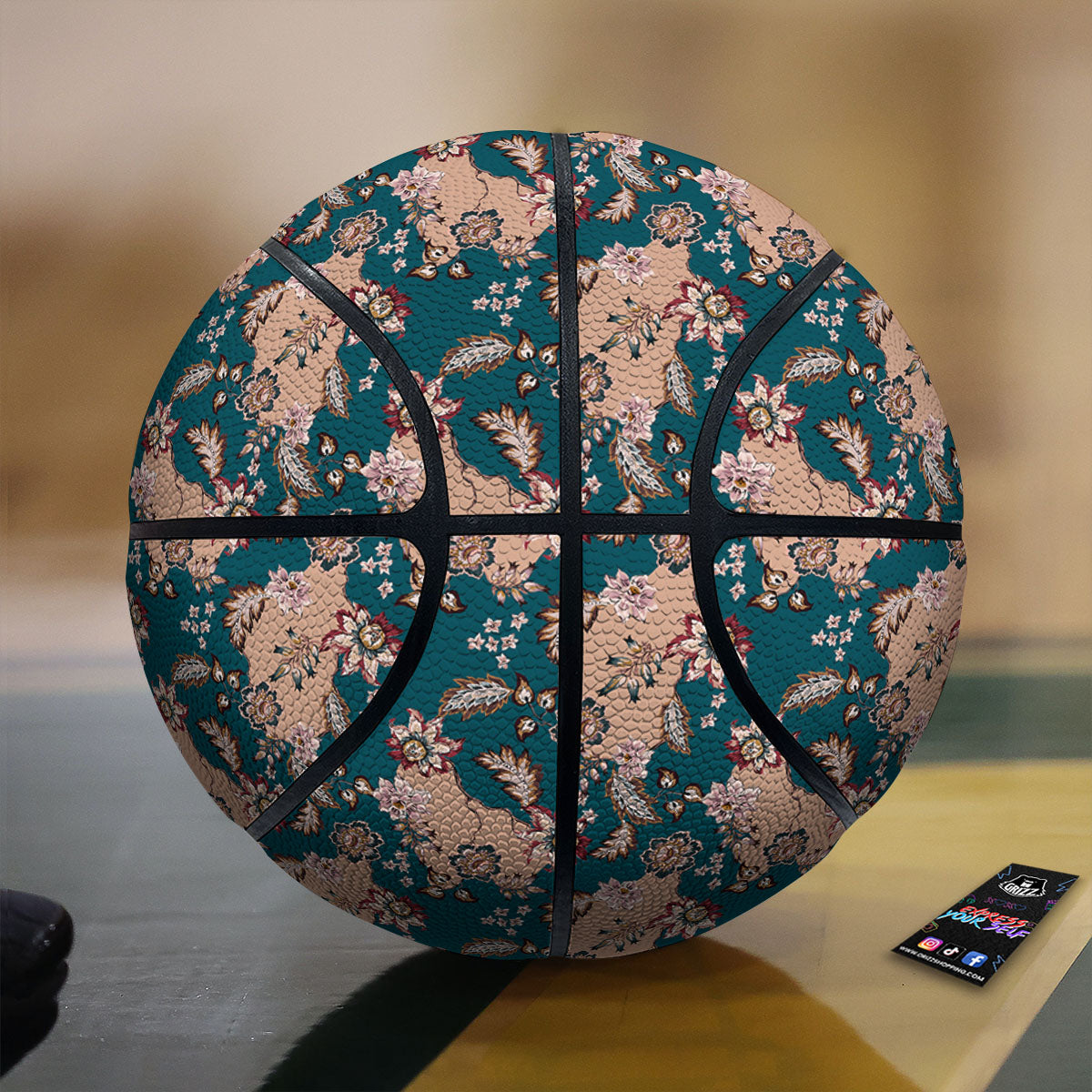 Damask Teal And Blue Print Pattern Basketball-grizzshop