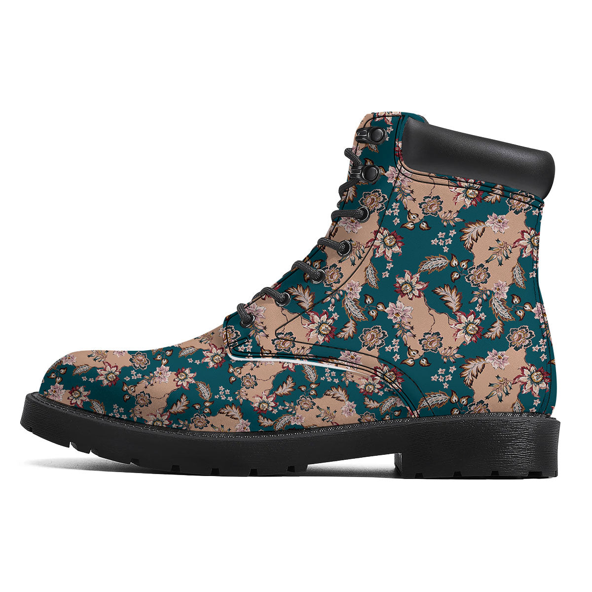 Damask Teal And Blue Print Pattern Boots-grizzshop