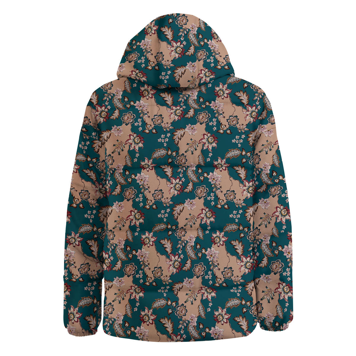 Damask Teal And Blue Print Pattern Down Jacket-grizzshop