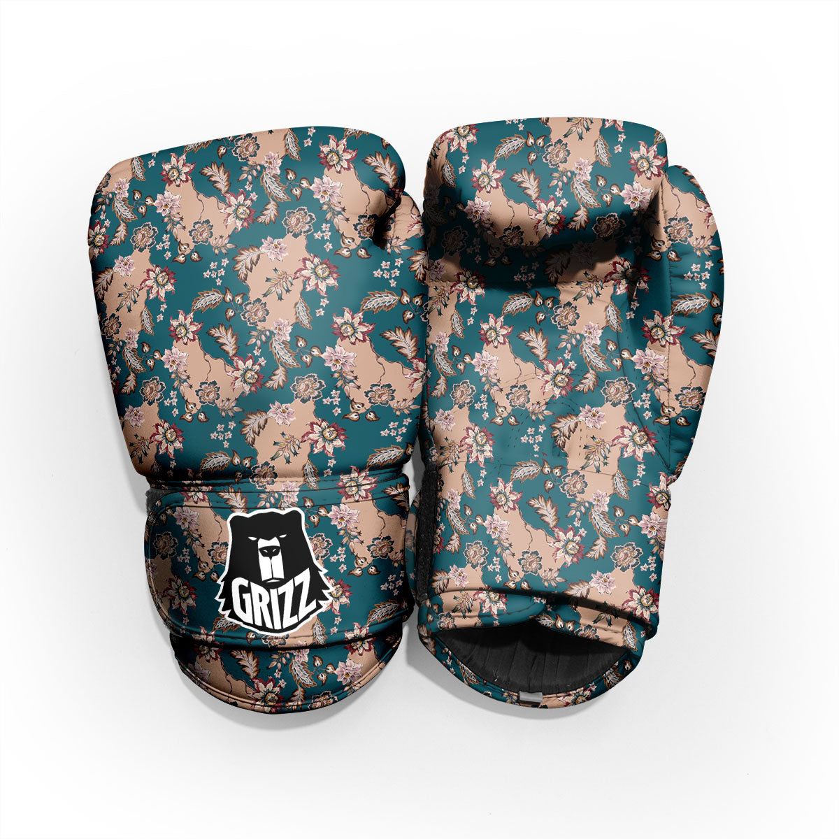 Damask Teal And Blue Print Pattern Pro Boxing Glove