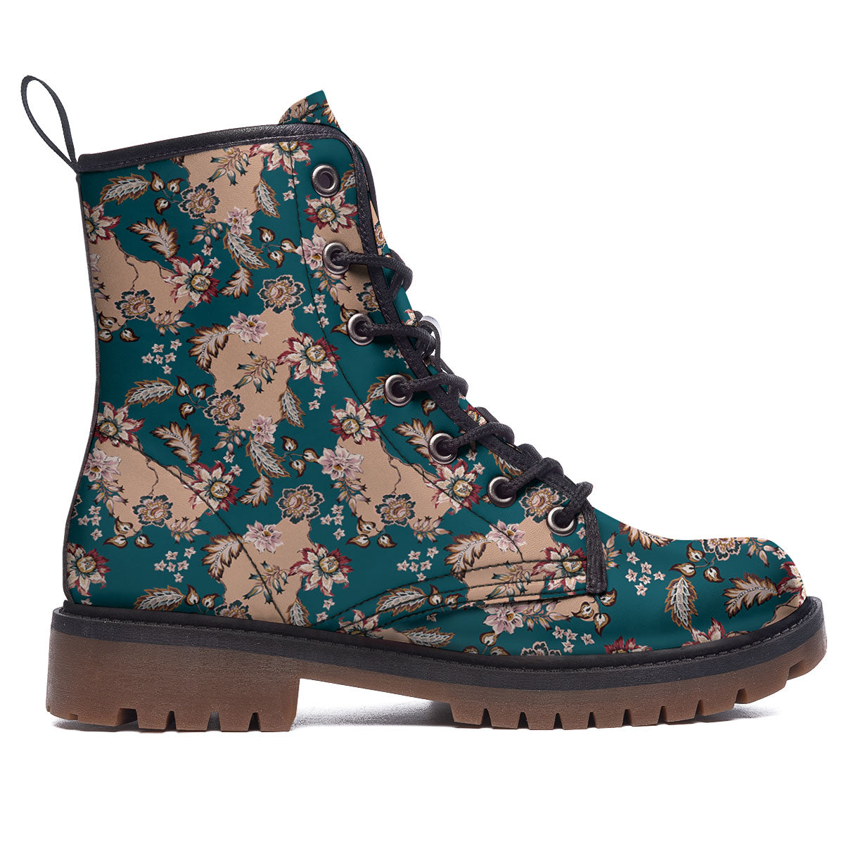 Damask Teal And Blue Print Pattern Work Boots-grizzshop