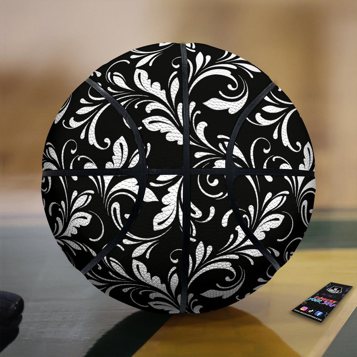 Damask White And Black Print Pattern Basketball