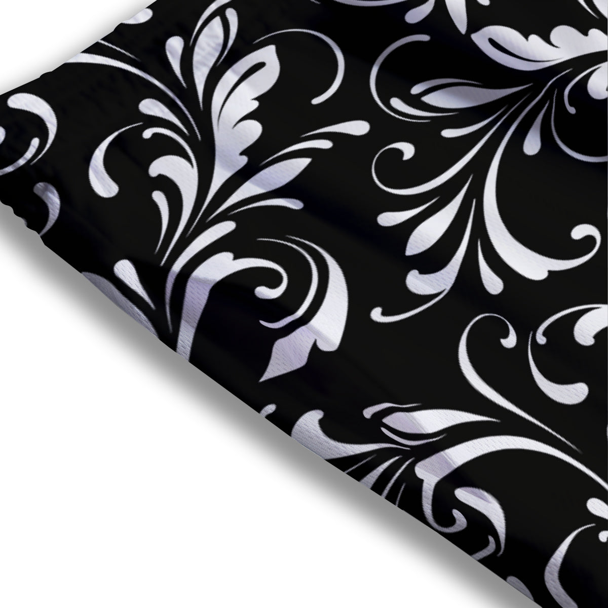 Damask White And Black Print Pattern Mesh Shorts