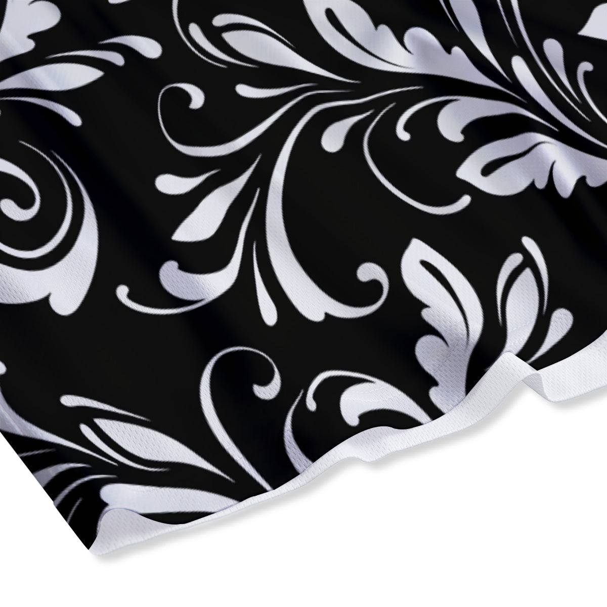 Damask White And Black Print Pattern Mesh Shorts