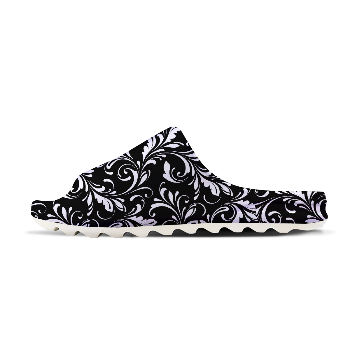 Damask White And Black Print Pattern Sandals-grizzshop