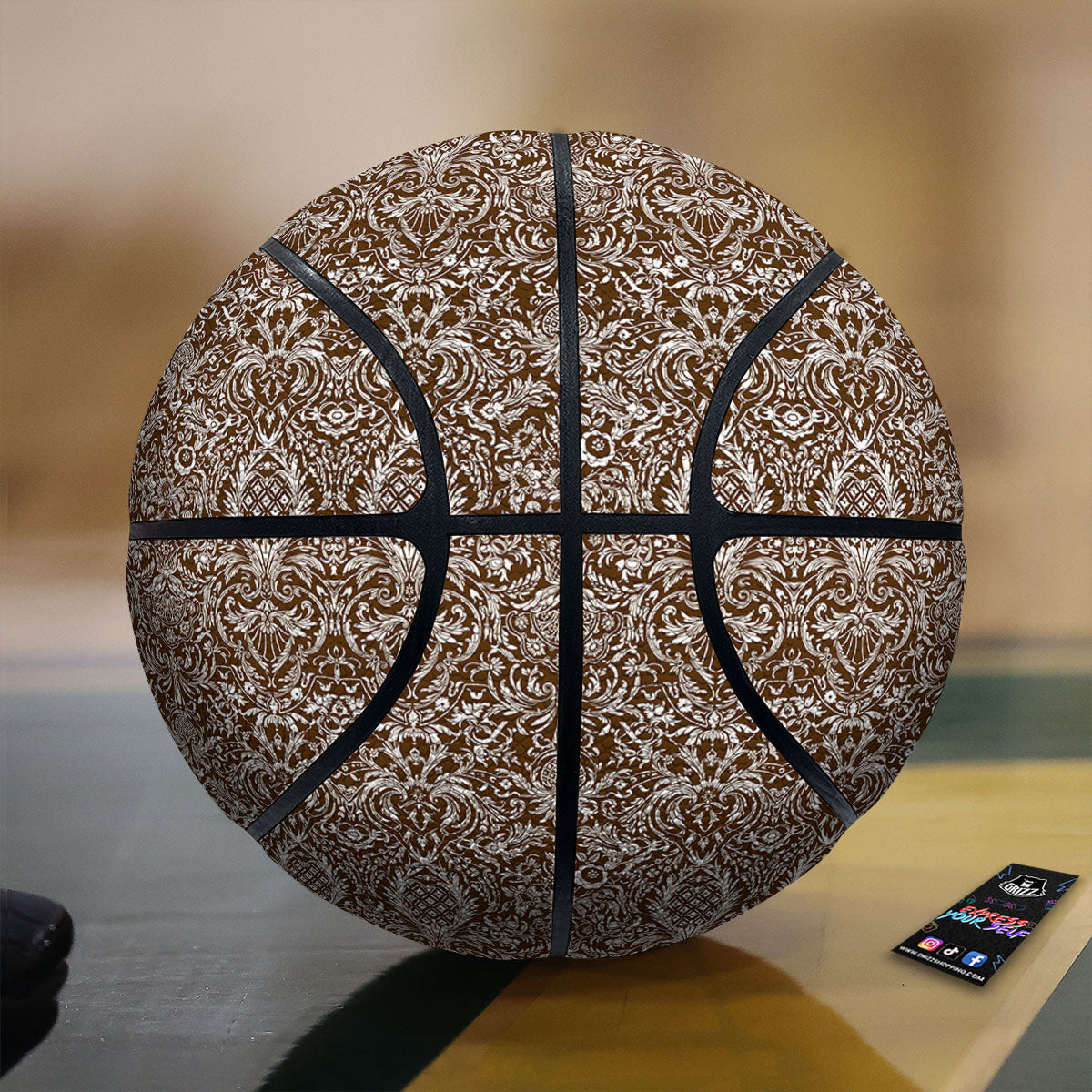 Damask Brown Print Pattern Basketball