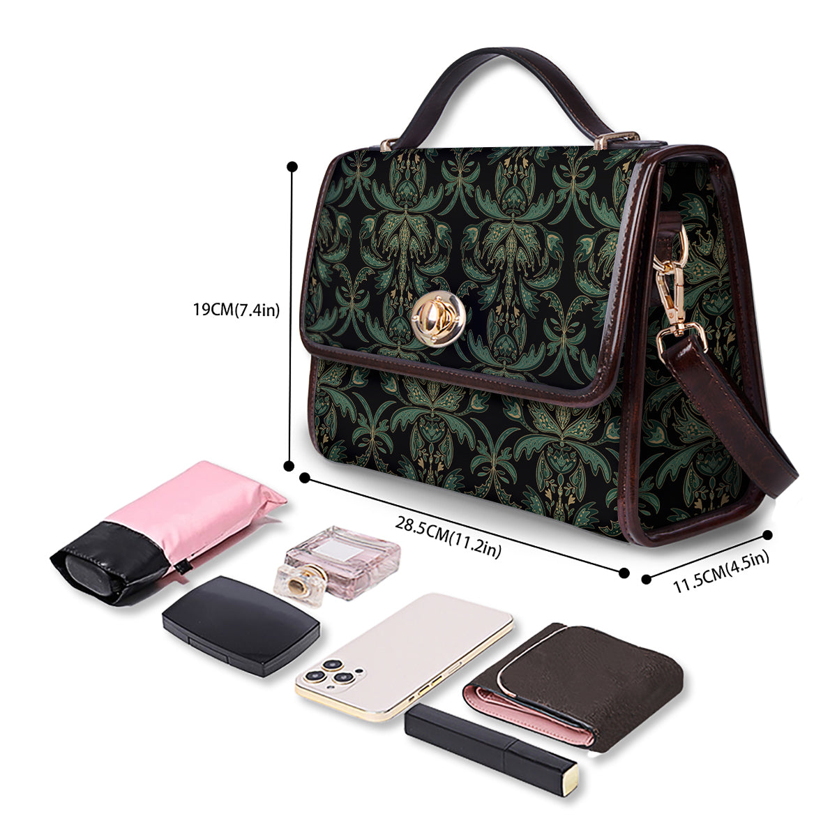 Damask Floral Western Vintage Print Pattern Women's Satchel Bag