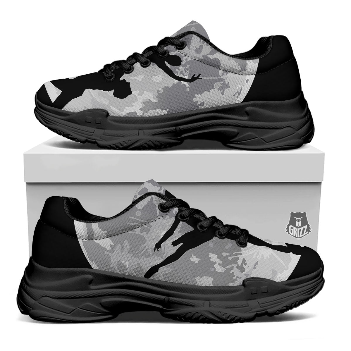 Dance Ballet On The Moon Night Print Black Chunky Shoes-grizzshop