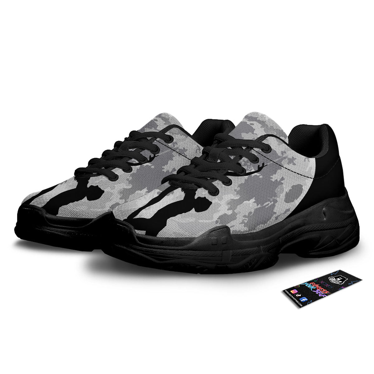 Dance Ballet On The Moon Night Print Black Chunky Shoes-grizzshop