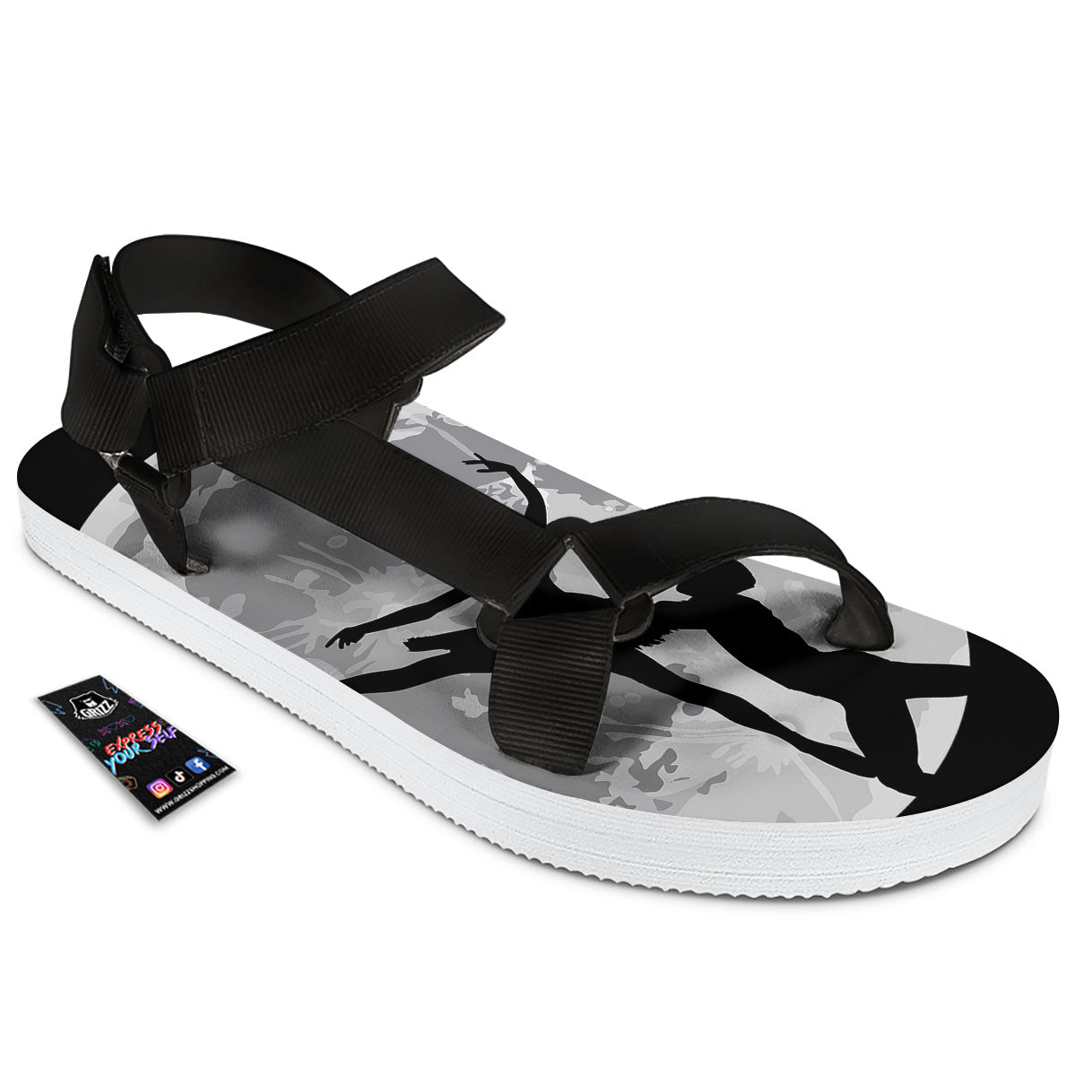 Dance Ballet On The Moon Night Print Black Open Toe Sandals-grizzshop