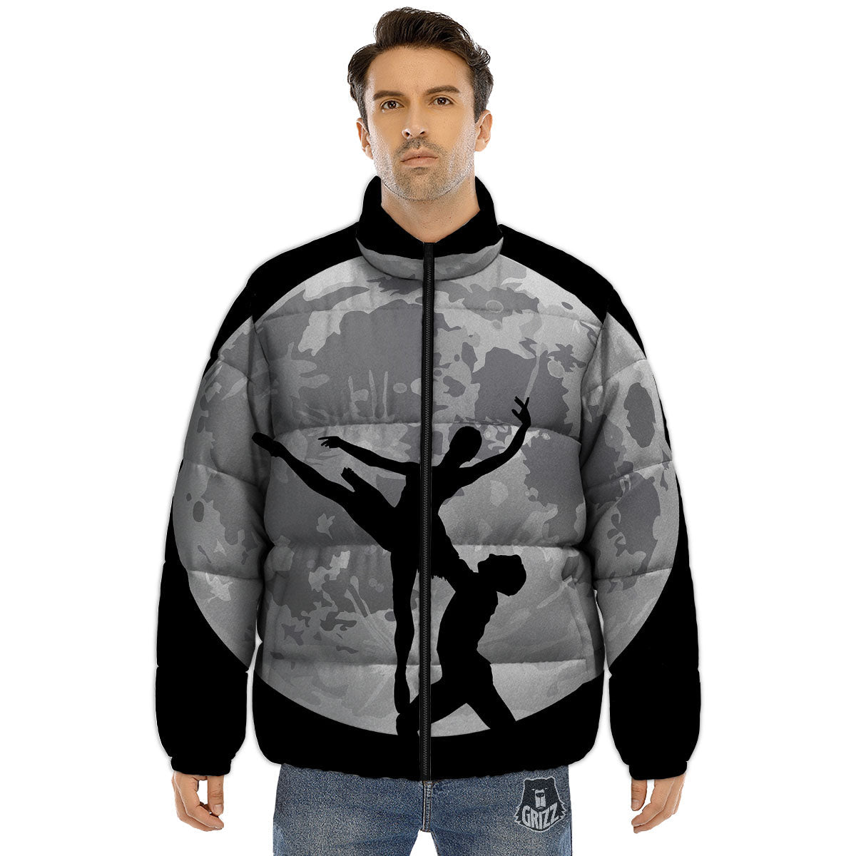 Dance Ballet On The Moon Night Print Puffer Jacket-grizzshop