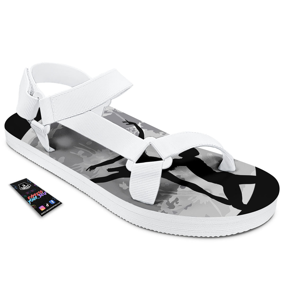Dance Ballet On The Moon Night Print White Open Toe Sandals-grizzshop