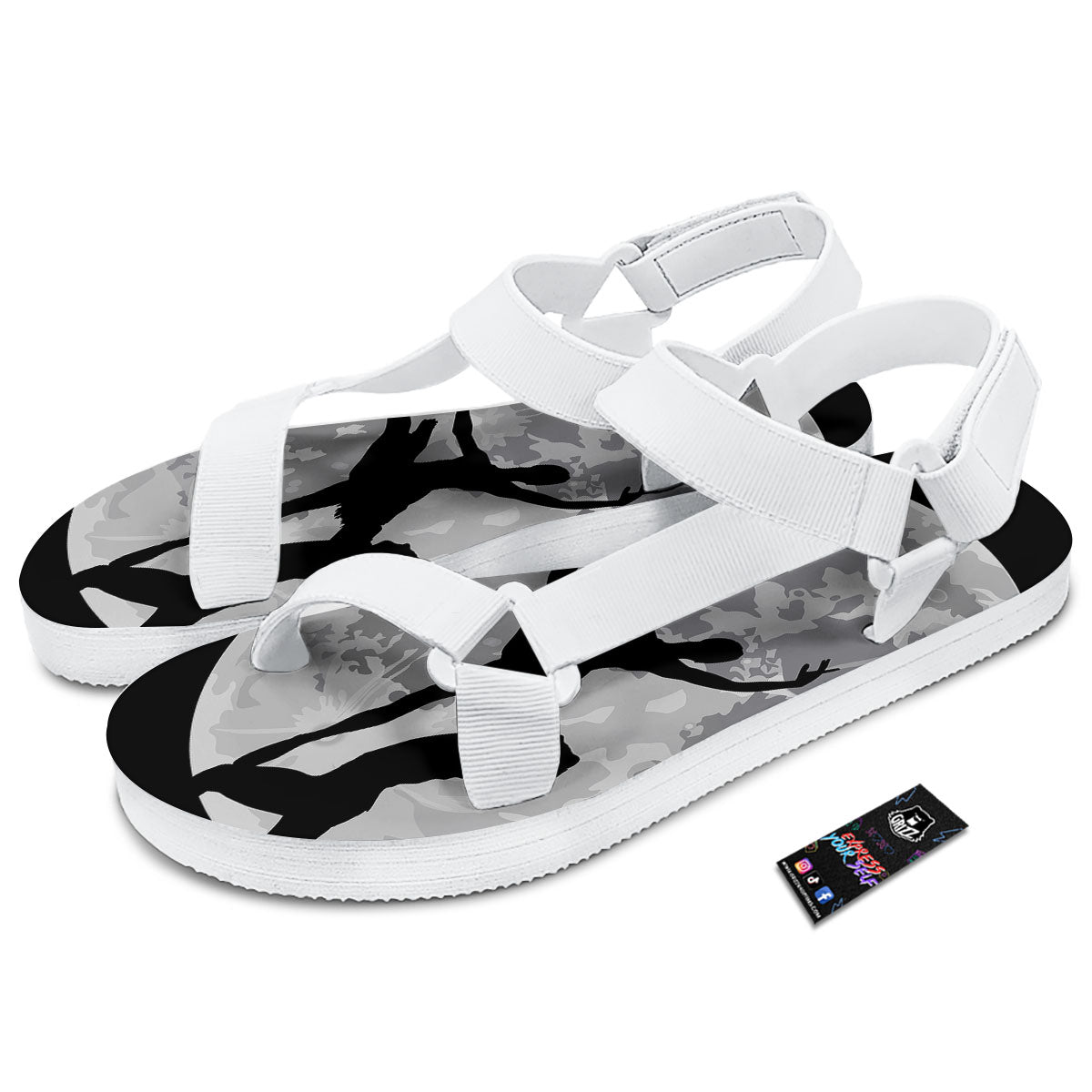 Dance Ballet On The Moon Night Print White Open Toe Sandals-grizzshop