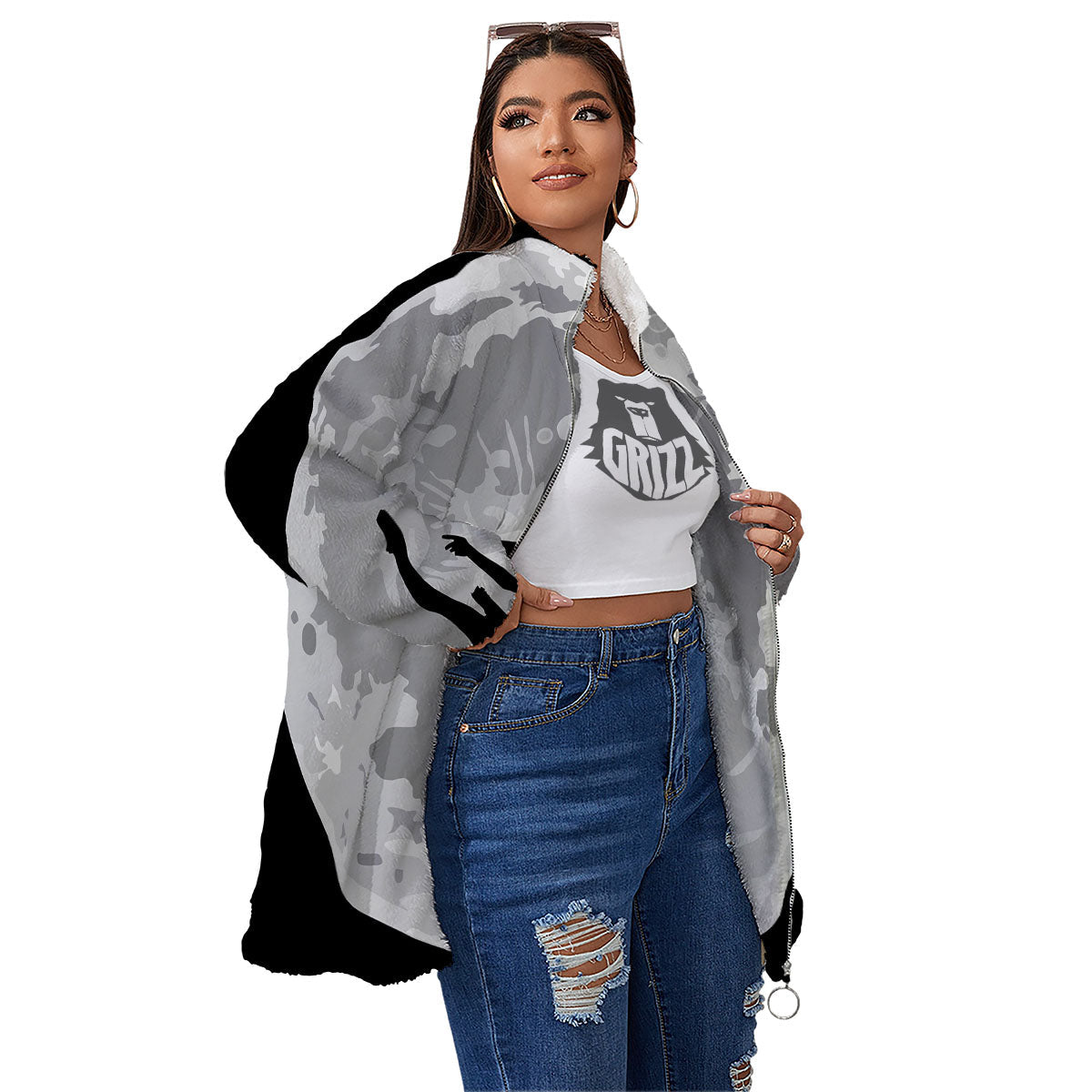 Dance Ballet On The Moon Night Print Women's Sherpa Jacket-grizzshop