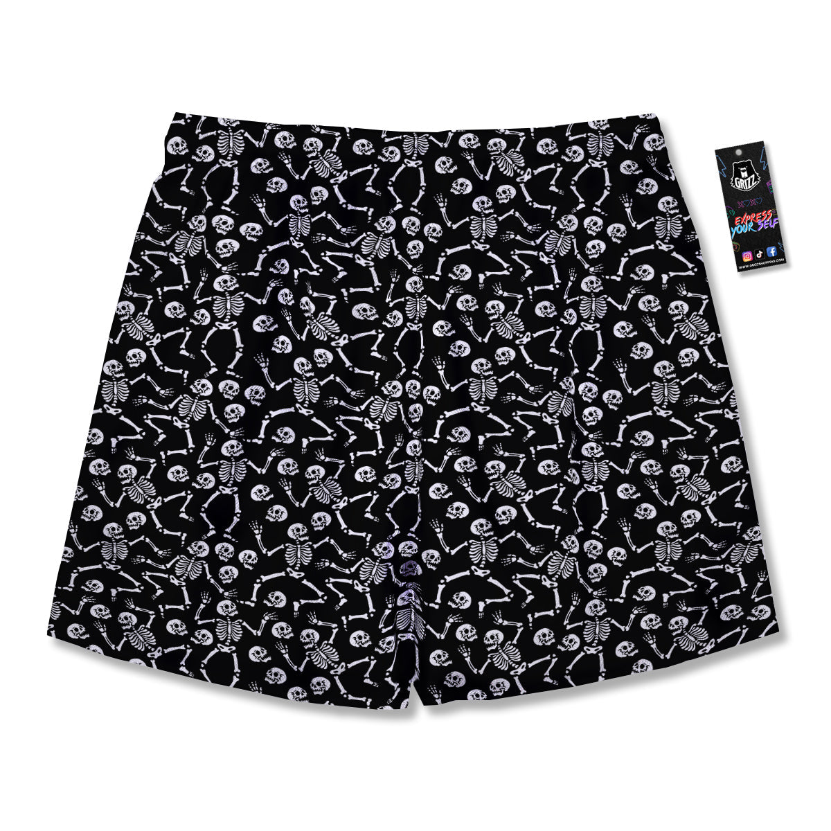 Dancing Party Skeleton Print Pattern Men's Running Shorts-grizzshop