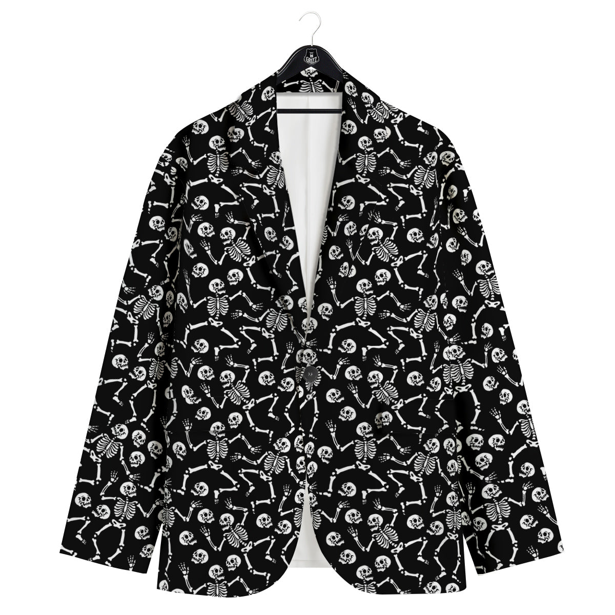 Dancing Party Skeleton Print Pattern Men's Sport Coat-grizzshop
