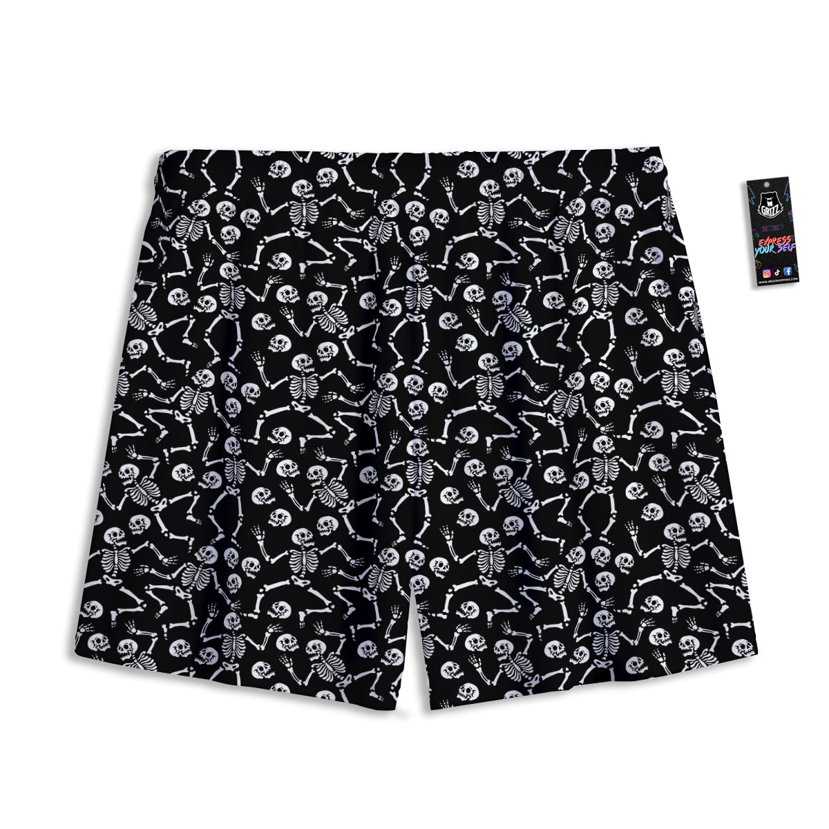 Dancing Party Skeleton Print Pattern Mesh Shorts