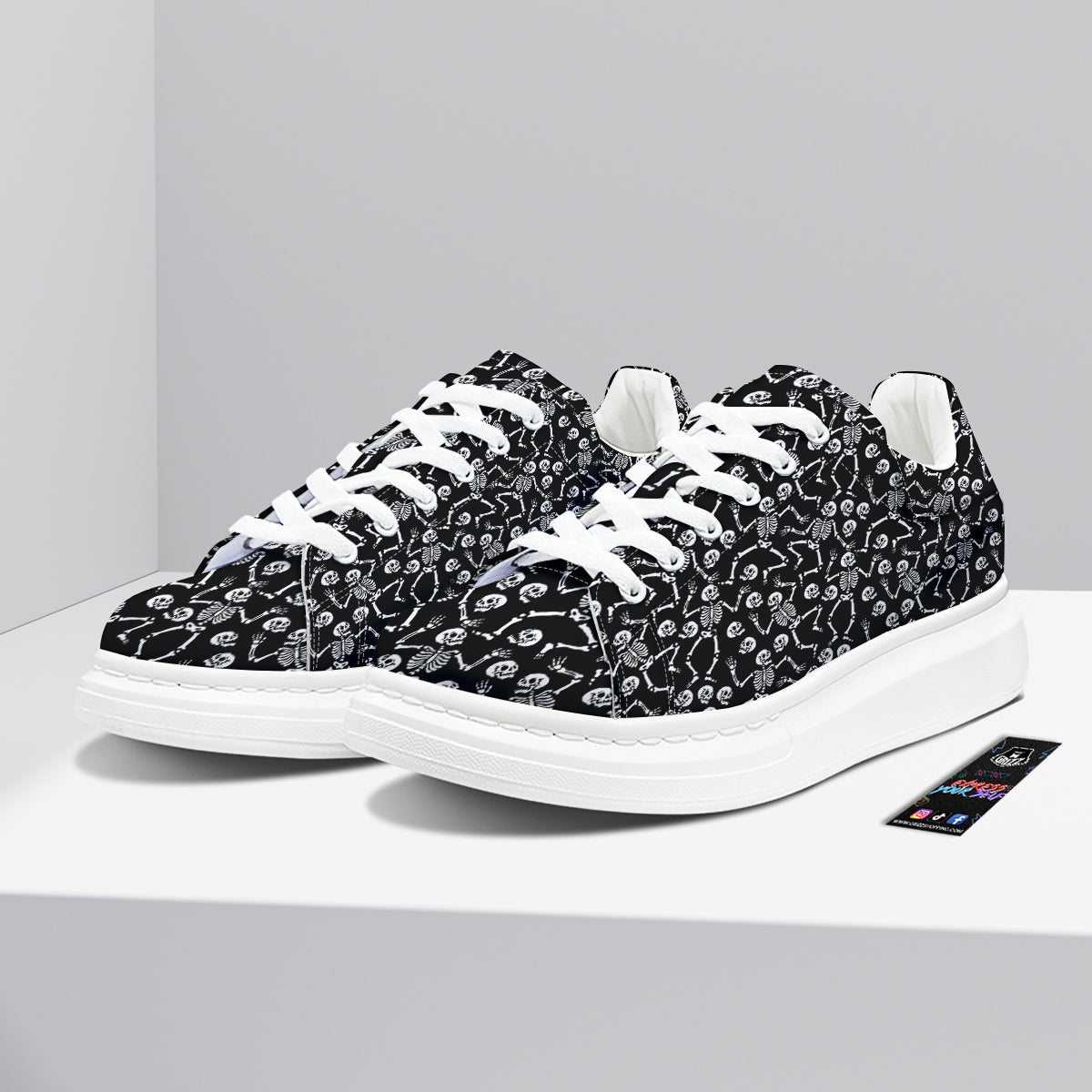Dancing Party Skeleton Print Pattern Platform Shoes-grizzshop