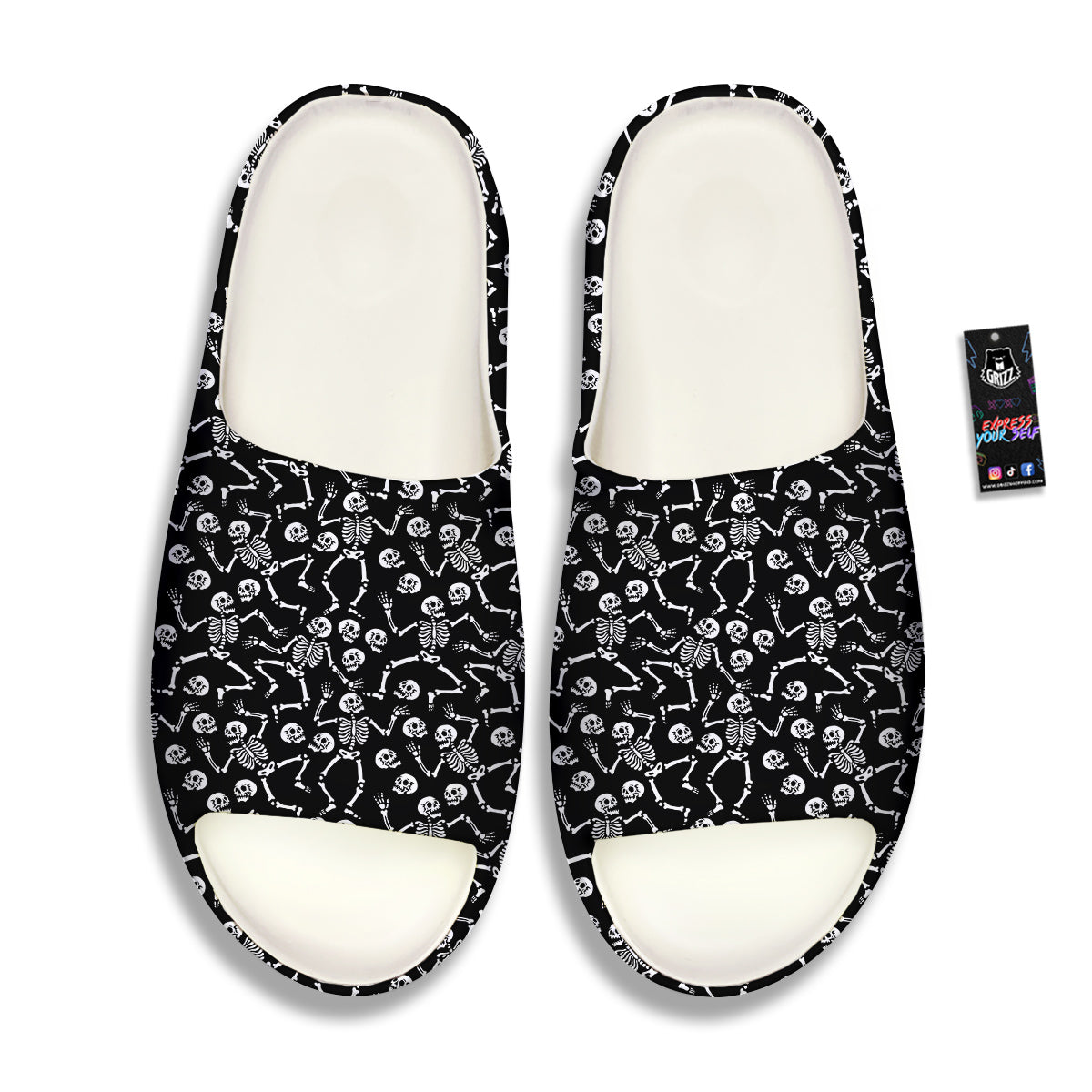 Dancing Party Skeleton Print Pattern Sandals-grizzshop