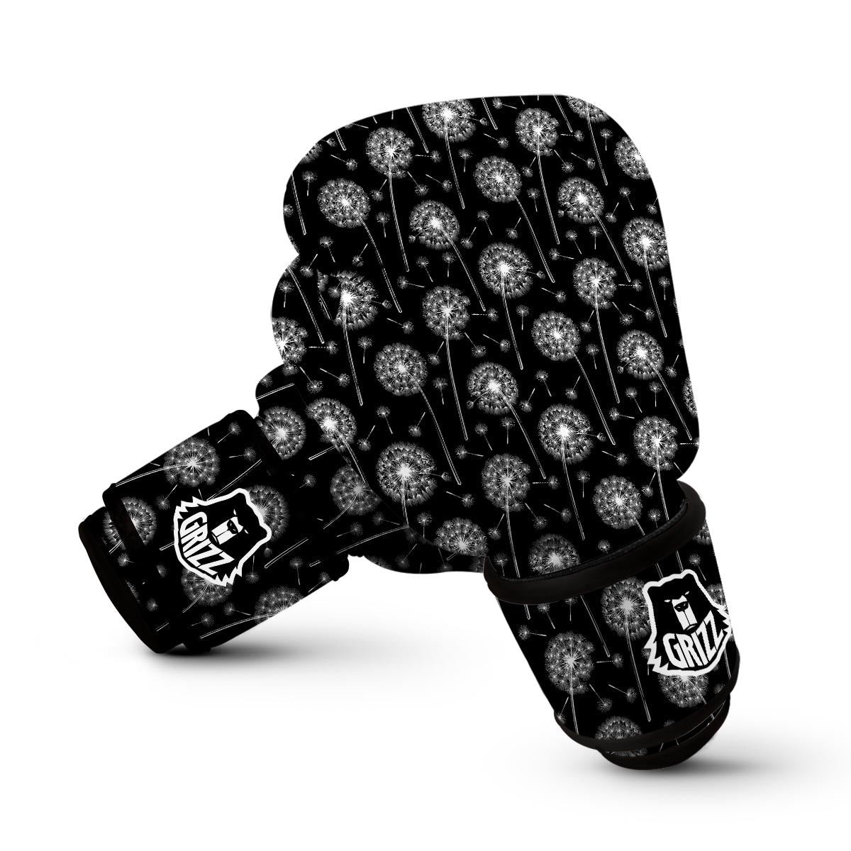 Dandelion Black Pattern Print Boxing Gloves-grizzshop