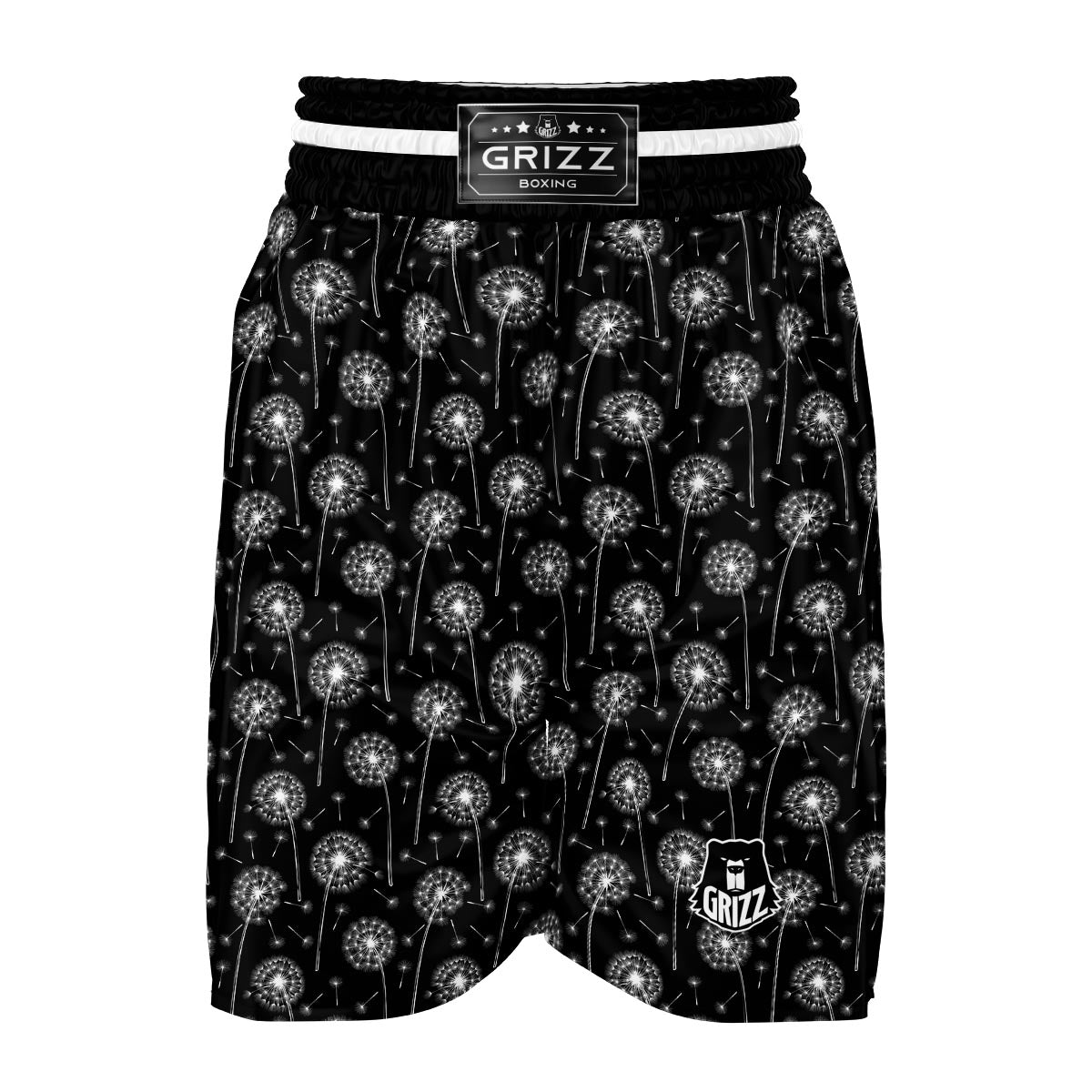 Dandelion Black Pattern Print Boxing Shorts-grizzshop