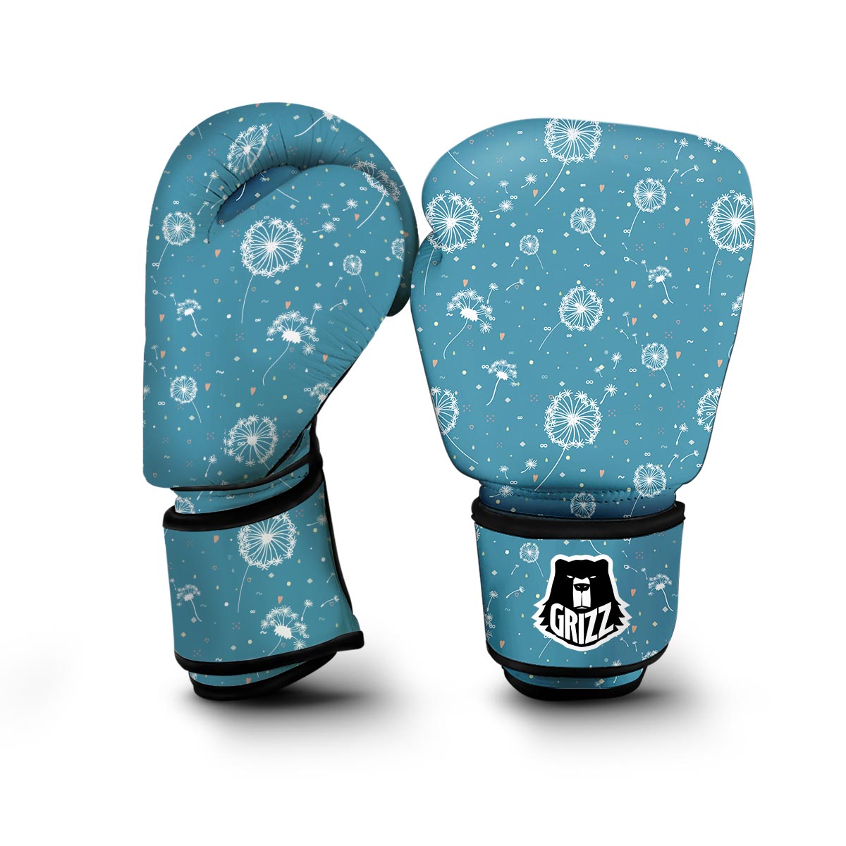 Dandelion Blue Pattern Print Boxing Gloves-grizzshop